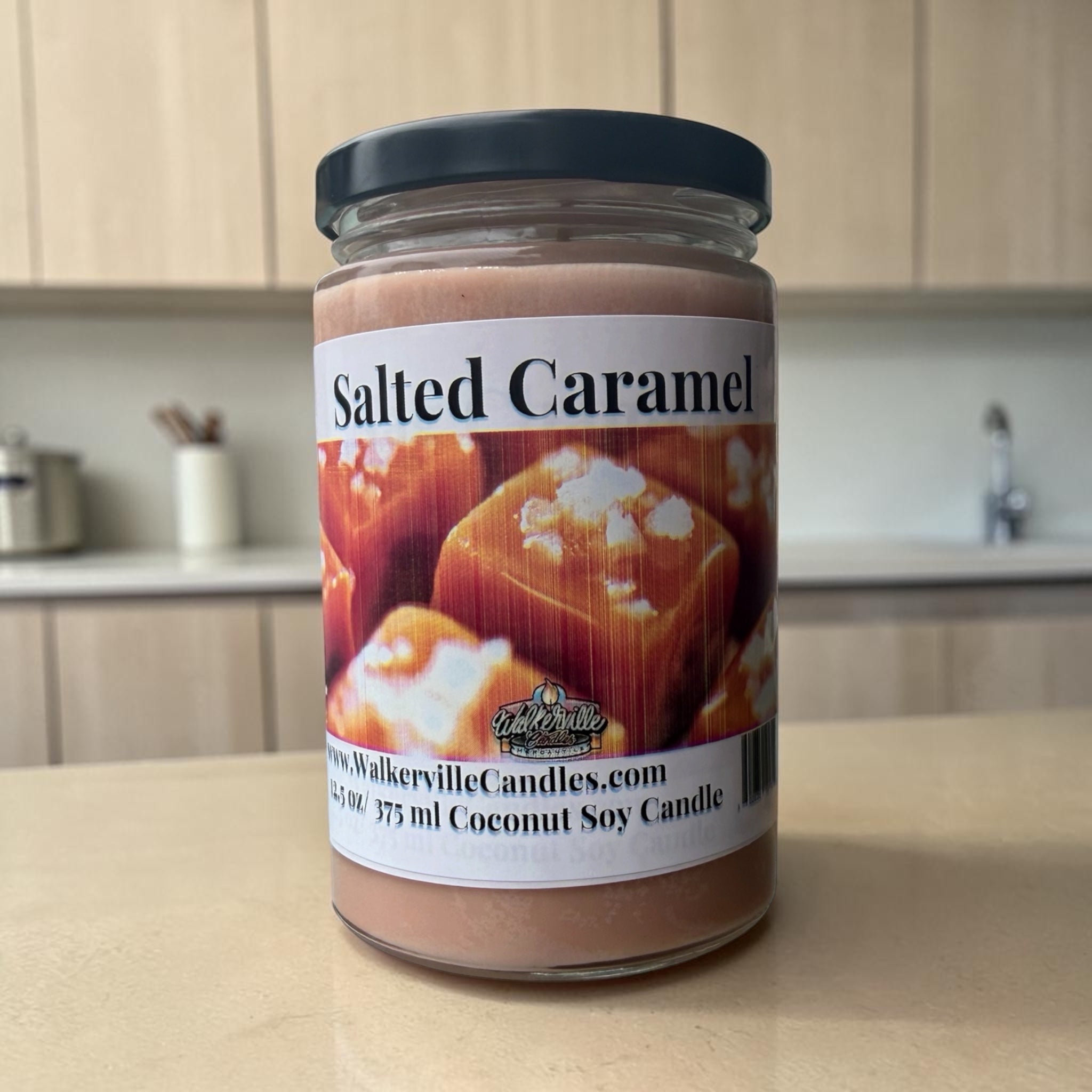 Salted Caramel Coconut Soy 12.5 oz/ 375 ml Candle Wood Wick