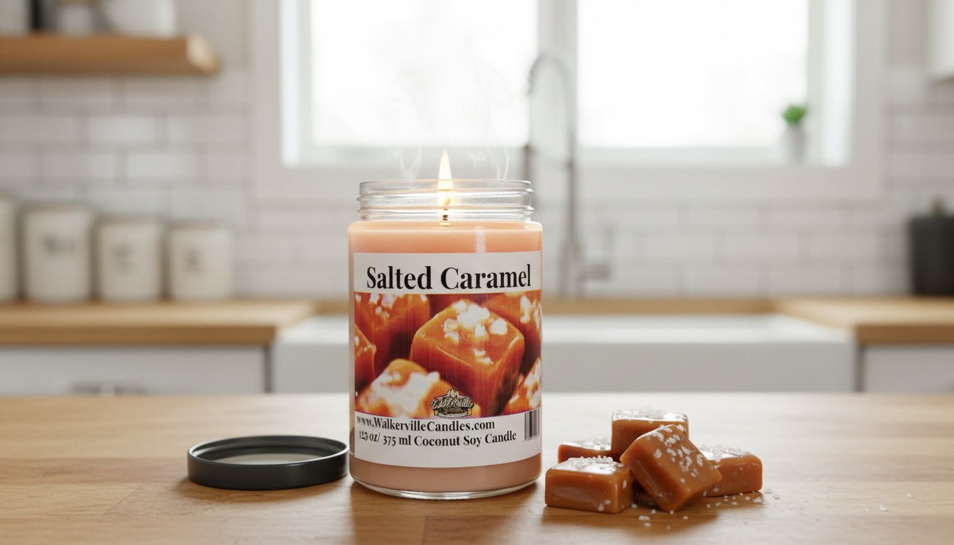 Salted Caramel Coconut Soy 12.5 oz/ 375 ml Candle Wood Wick