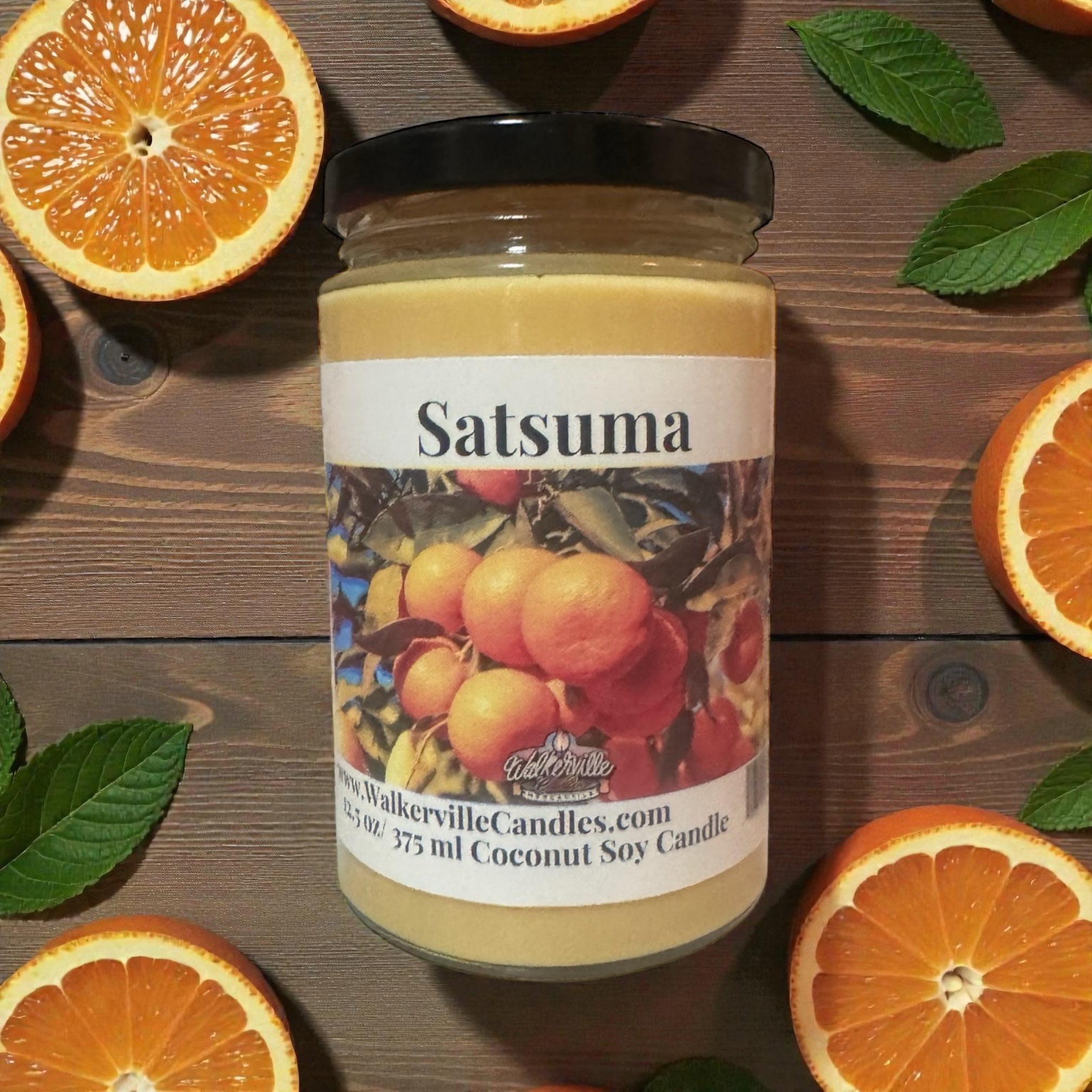 Satsuma Coconut Soy 12.5 oz/ 375 ml Candle Hand-poured, Eco-friendly, Clean Burning Wood Wick