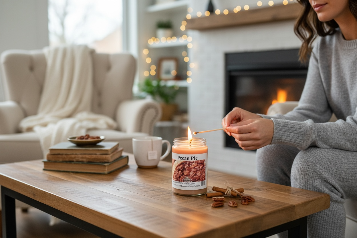 Pecan Pie Coconut Soy 12.5 oz/ 375 ml Candle Hand-poured, Eco-friendly, Clean Burning Wood Wick