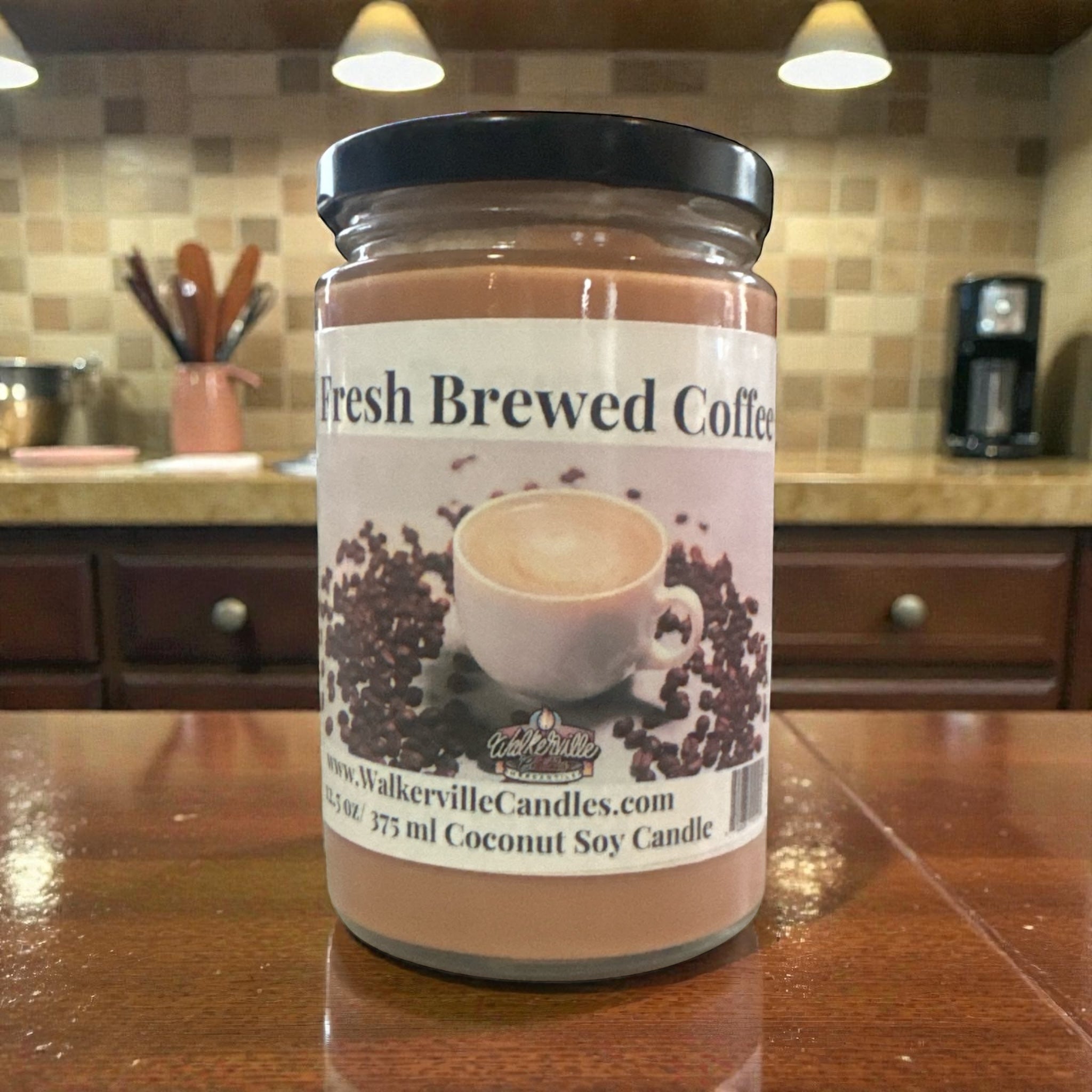 Fresh Brewed Coffee Coconut Soy 12 oz/ 355 ml Candle Hand-poured, Eco-friendly, Clean Burning Wood Wick