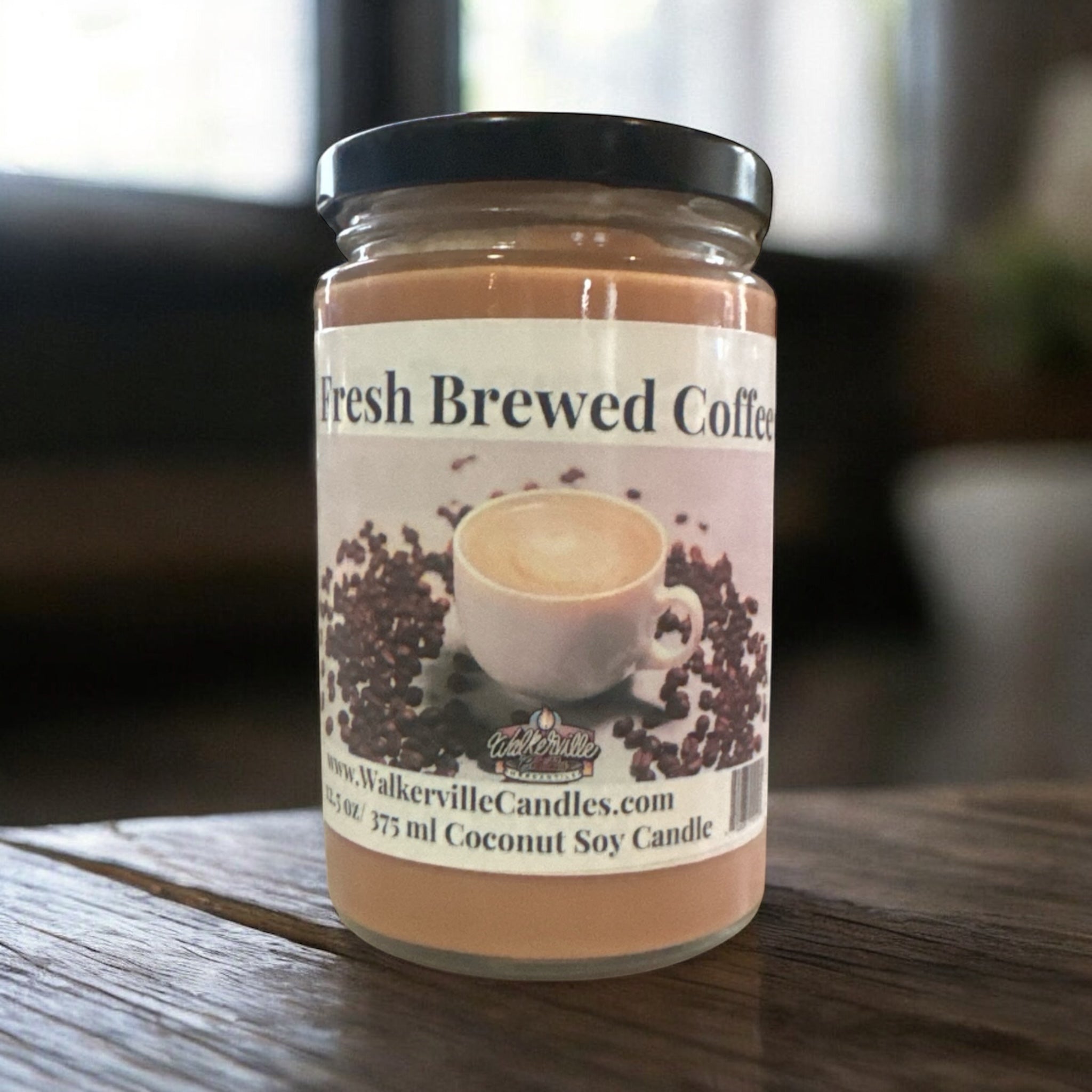 Fresh Brewed Coffee Coconut Soy 12 oz/ 355 ml Candle Hand-poured, Eco-friendly, Clean Burning Wood Wick