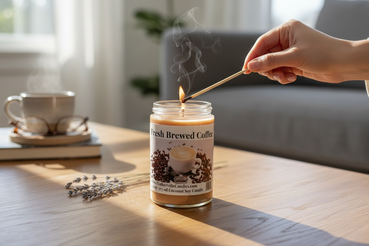 Fresh Brewed Coffee Coconut Soy 12.5 oz/ 375 ml Candle Hand-poured, Eco-friendly, Clean Burning