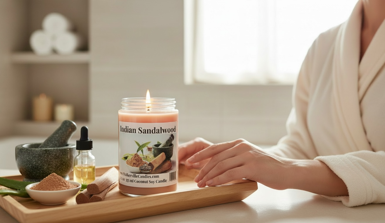 Indian Sandalwood Coconut Soy 12.5 oz/ 375 ml Candle Wood Wick