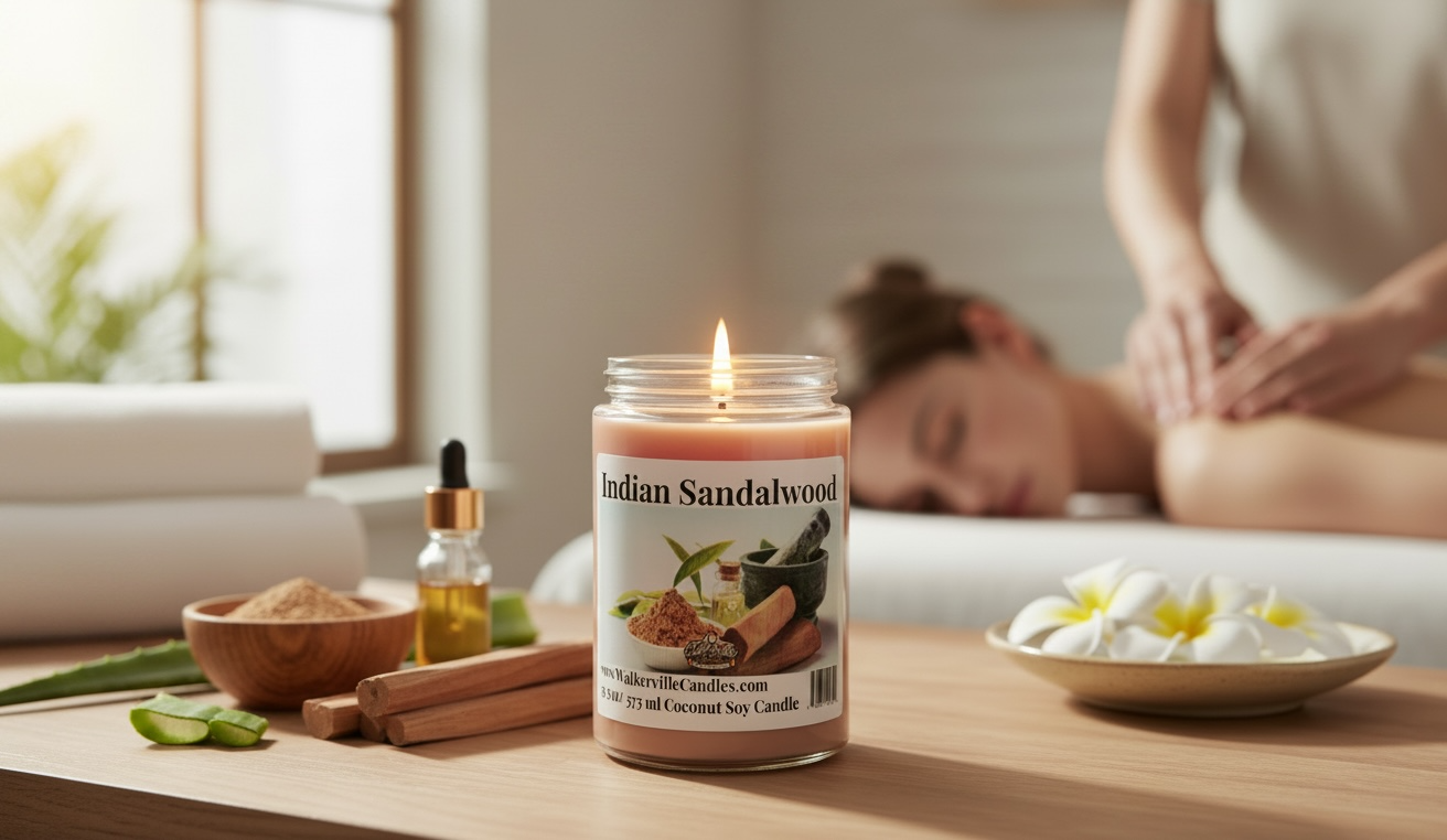 Indian Sandalwood Coconut Soy 12.5 oz/ 375 ml Candle Wood Wick