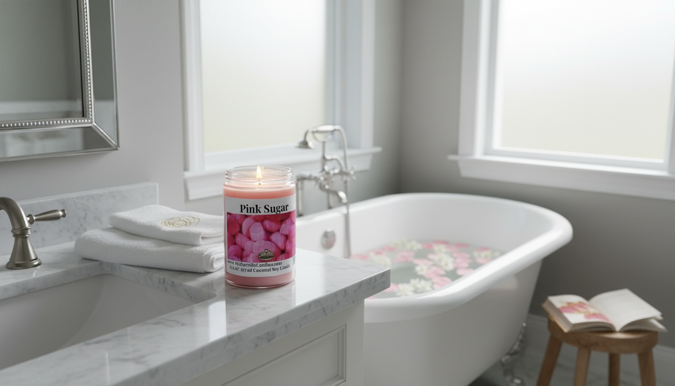 Pink Sugar Coconut Soy 12.5 oz/ 375 ml Candle Wood Wick