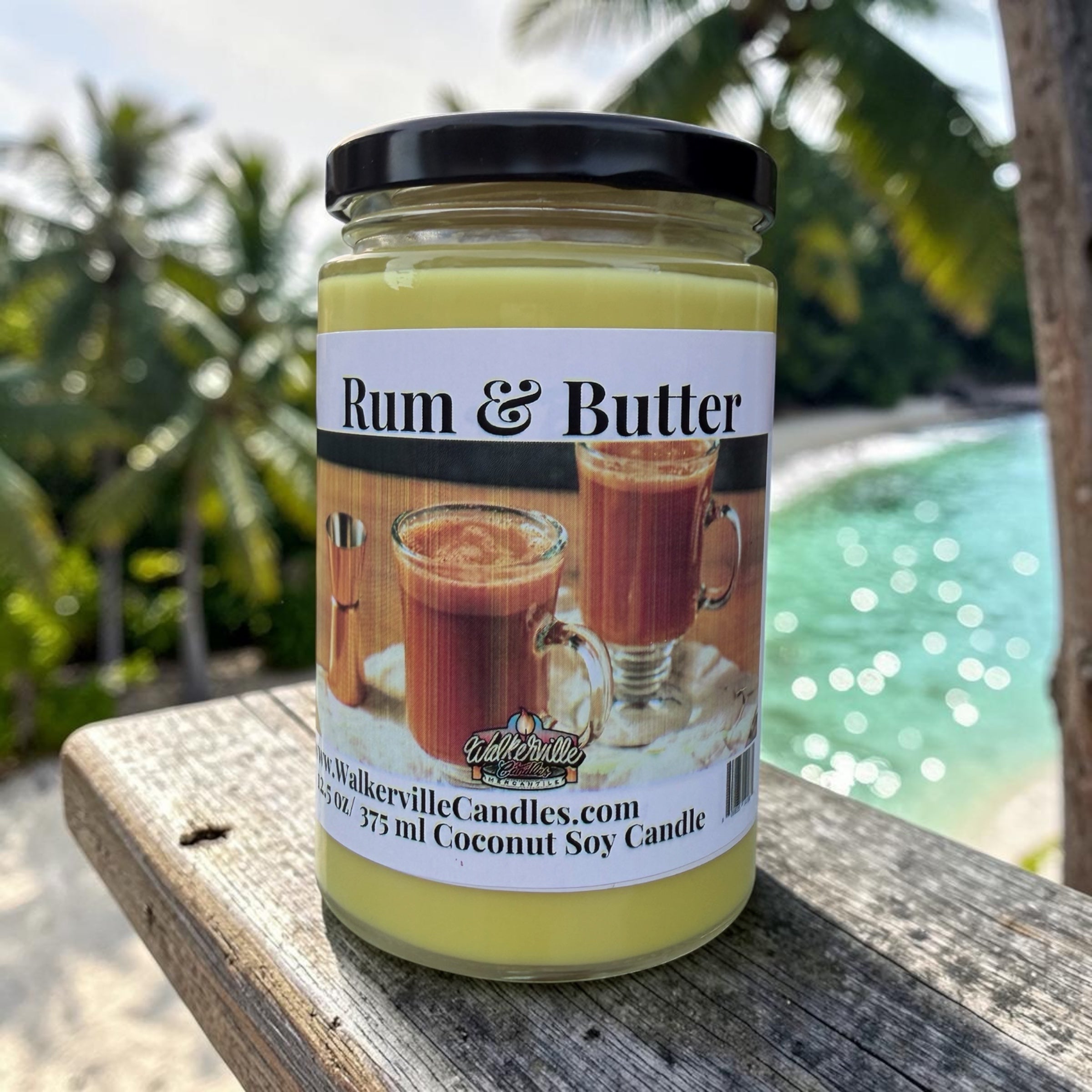 Rum & Butter Coconut Soy 12.5 oz/ 375 ml Candle Wood Wick