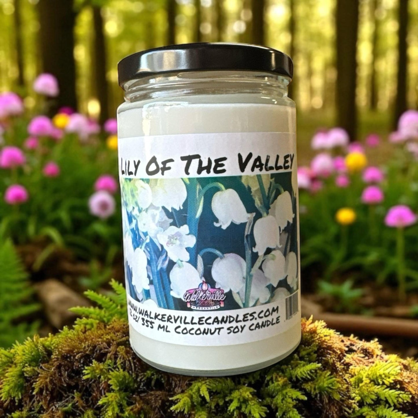Lily of the Valley Vegan Coconut Soy 12 oz/ 355 ml Candle Hand-poured, Eco-friendly, Clean Burning, Floral Wood Wick