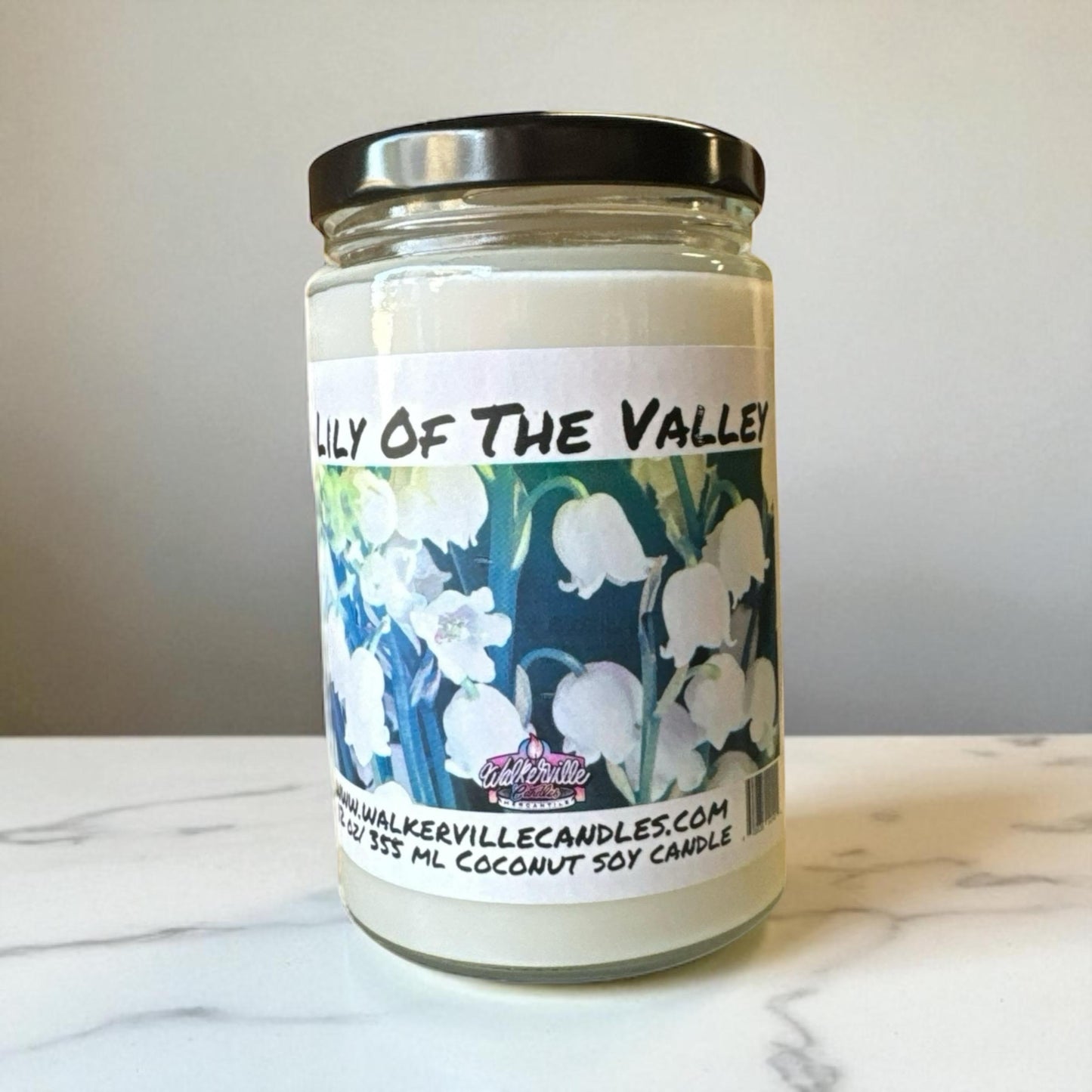 Lily of the Valley Vegan Coconut Soy 12 oz/ 355 ml Candle Hand-poured, Eco-friendly, Clean Burning, Floral Wood Wick