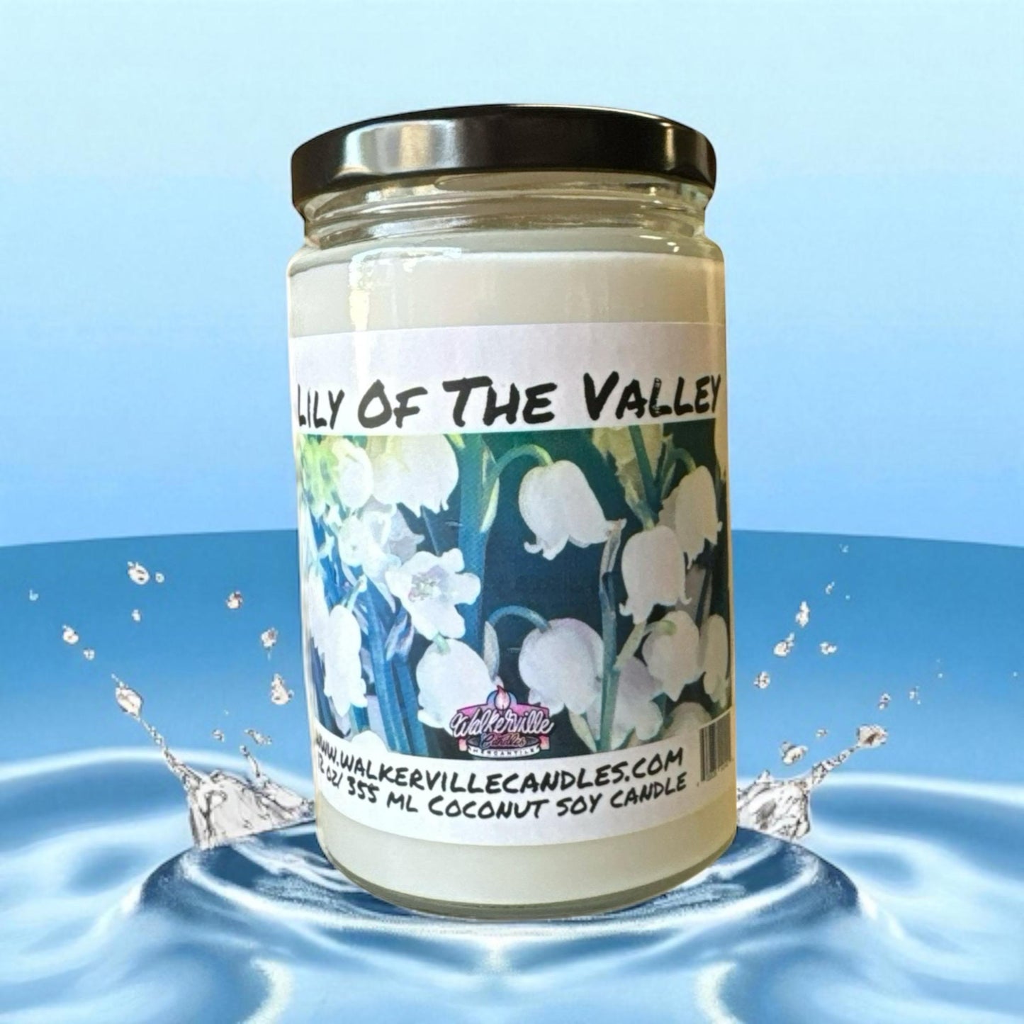 Lily of the Valley Vegan Coconut Soy 12 oz/ 355 ml Candle Hand-poured, Eco-friendly, Clean Burning, Floral Wood Wick