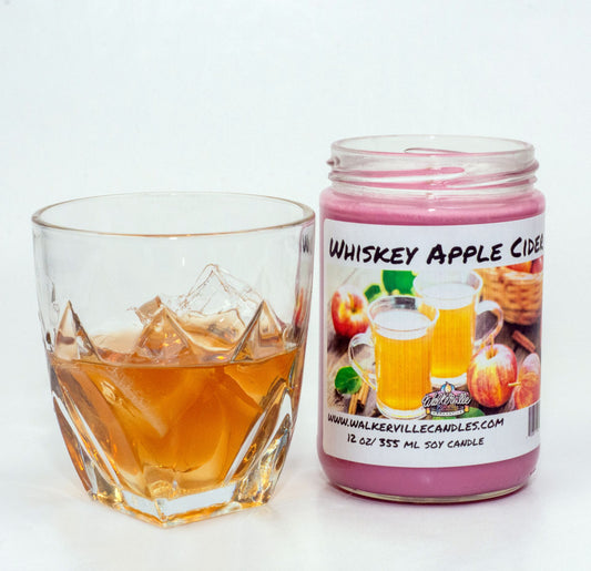 Whiskey Apple Cider 100% Coconut Soy Eco-friendly 12 oz Candle Wood Wick