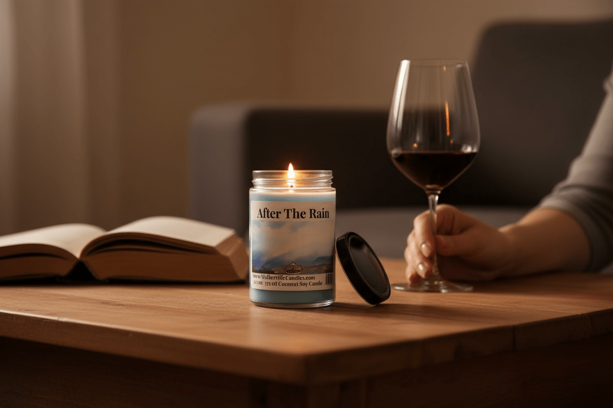 After The Rain Coconut Soy 12.5 oz/ 375 ml Candle Wood Wick - Walkerville Candles