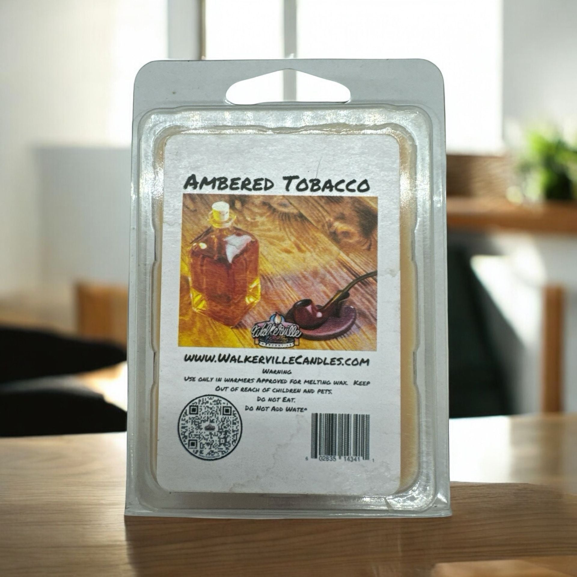 Ambered Tobacco Vegan Soy wax, Hand-poured, Eco-friendly Clean Woodsy Wax Melt