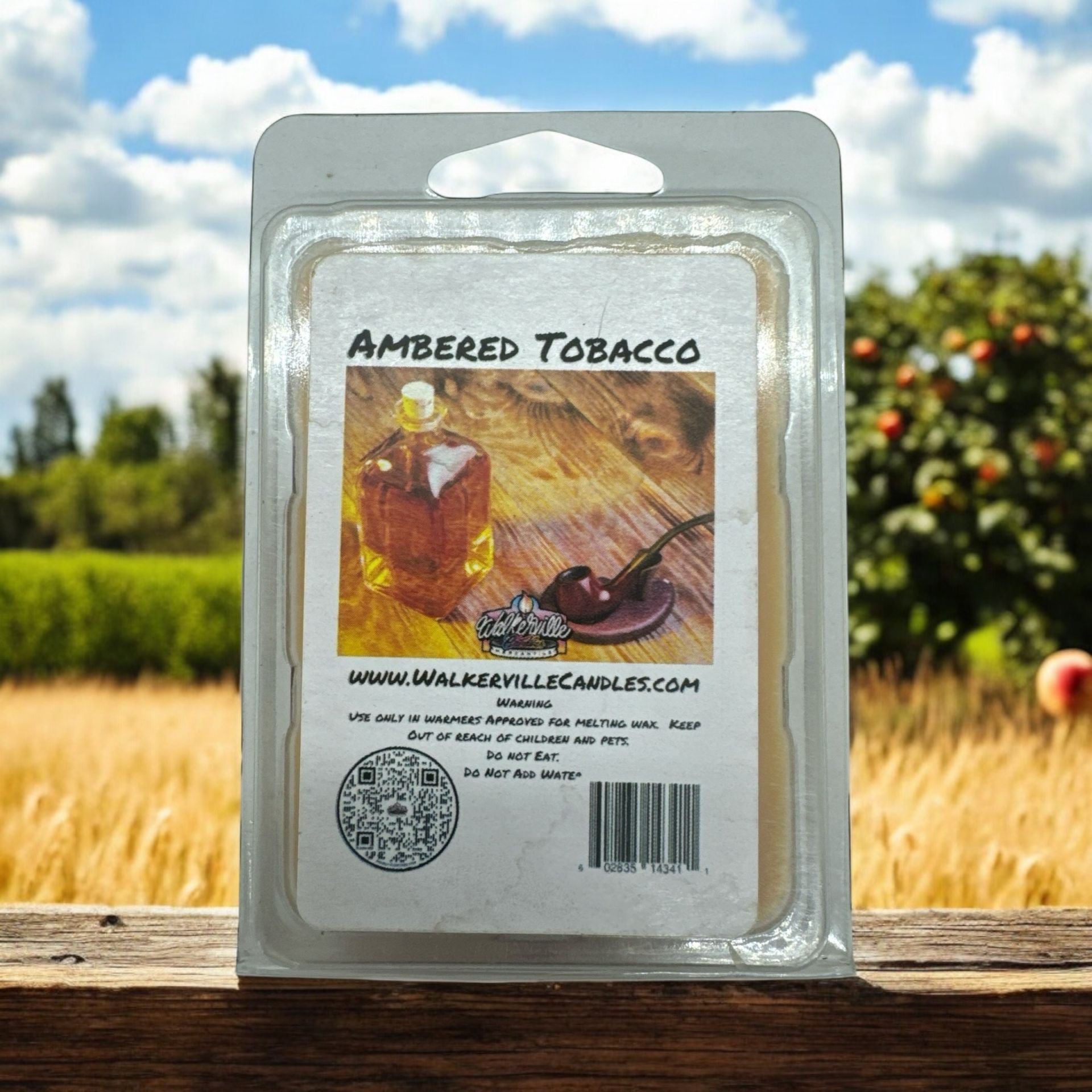 Ambered Tobacco Vegan Soy wax, Hand-poured, Eco-friendly Clean Woodsy Wax Melt