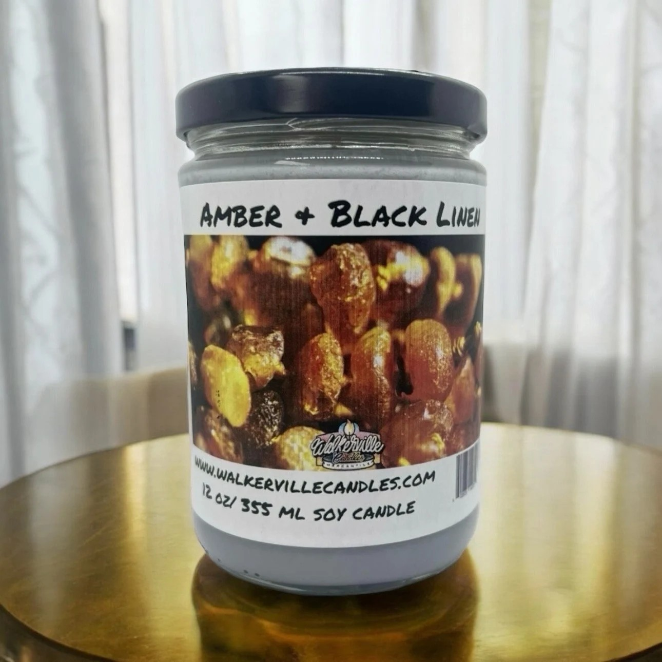 Amber & Black Linen 100% Coconut Soy Eco-friendly 12 oz Candle