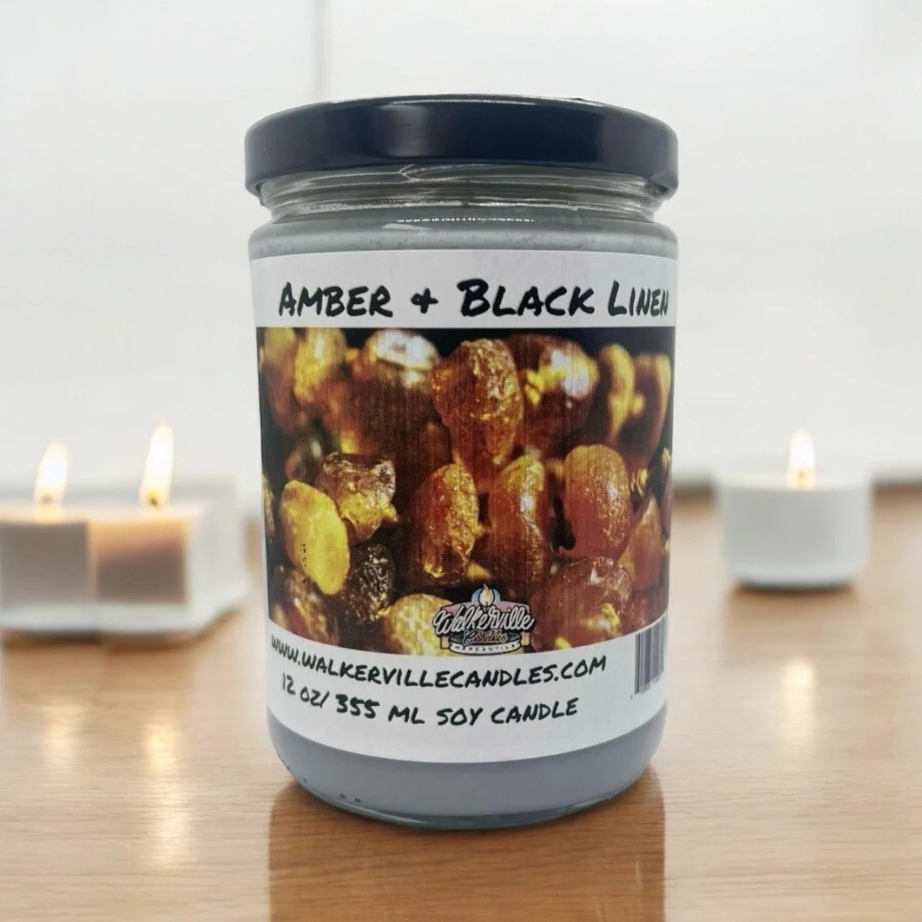 Amber & Black Linen 100% Coconut Soy Eco-friendly 12 oz Candle