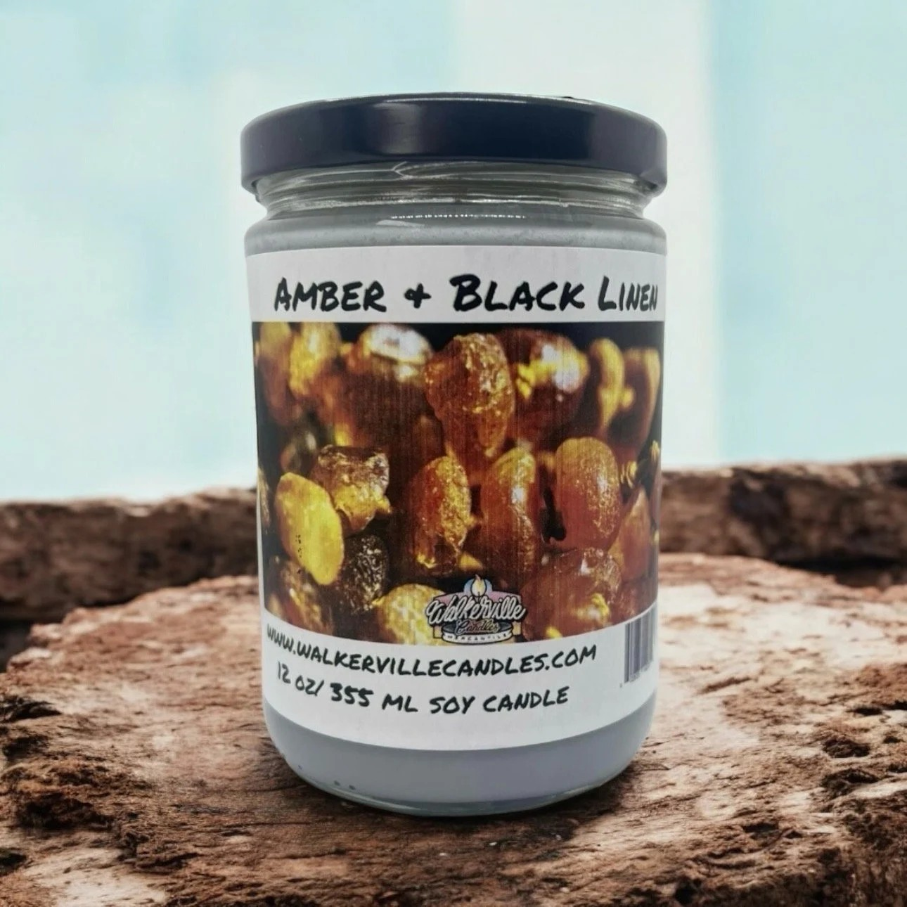 Amber & Black Linen 100% Coconut Soy Eco-friendly 12 oz Candle