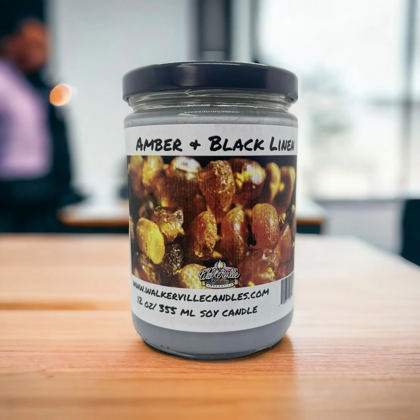 Amber & Black Linen 100% Coconut Soy Eco-friendly 12 oz Candle