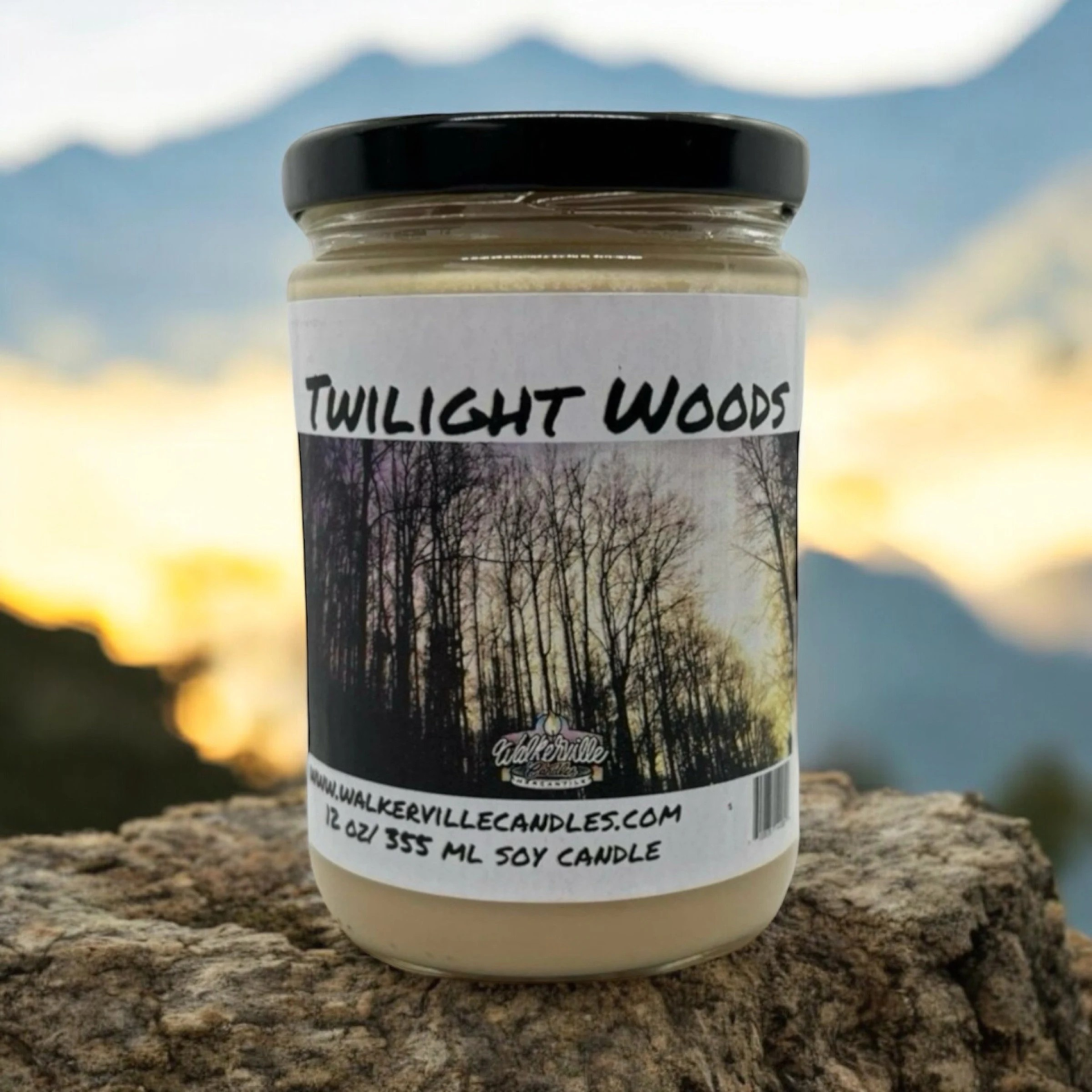 Twilight Woods Vegan Coconut Soy 12 oz/ 355 ml Candle Hand-poured, Eco-friendly, Clean Burning, Woodsy/ Clean Wood Wick