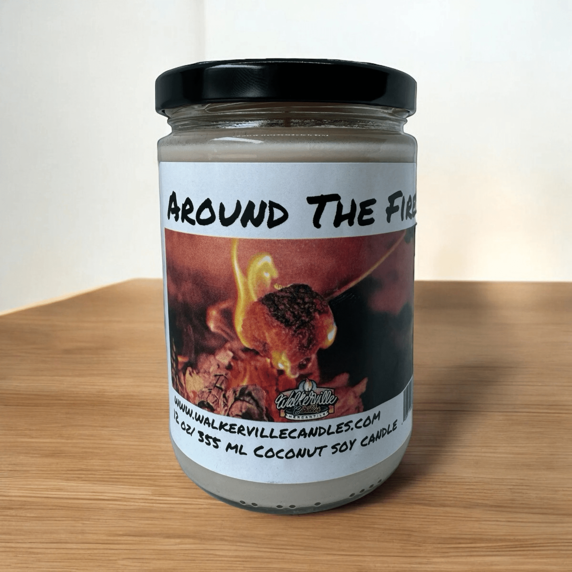 Around The Fire Coconut Soy 12.5 oz/ 375 ml Candle Wood Wick - Walkerville Candles