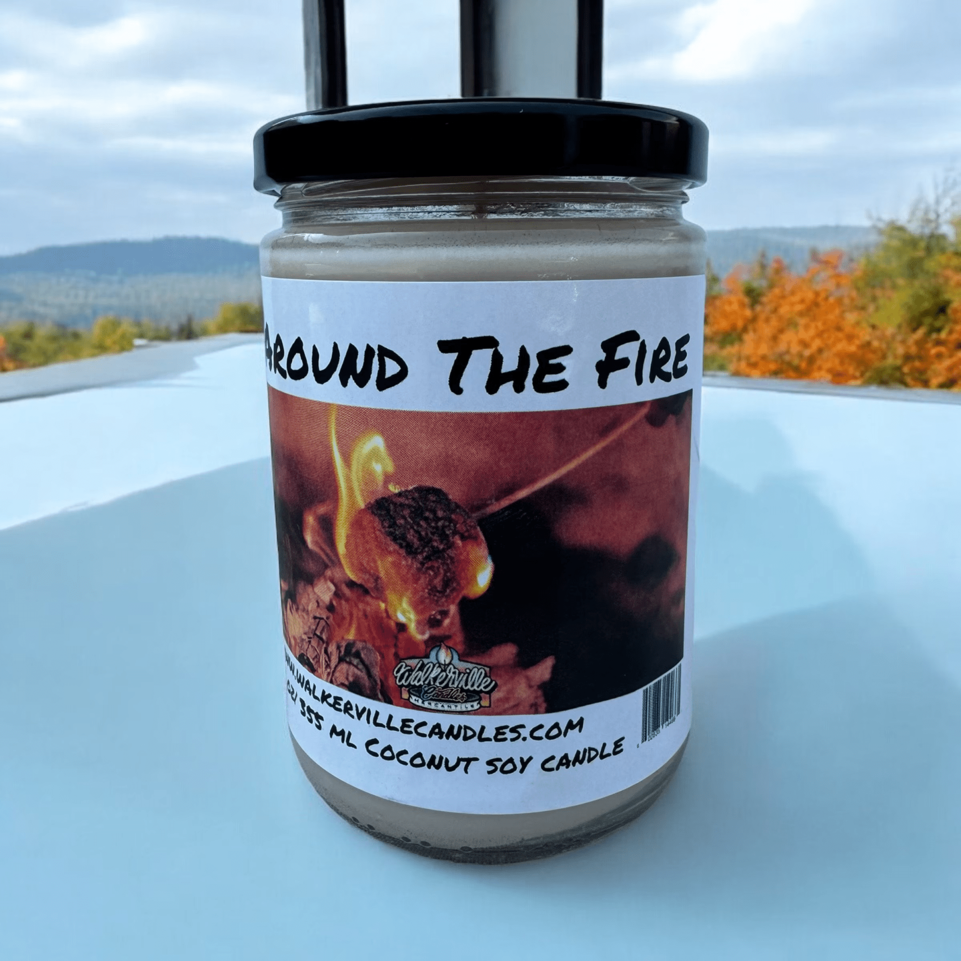 Around The Fire Coconut Soy 12.5 oz/ 375 ml Candle Wood Wick - Walkerville Candles