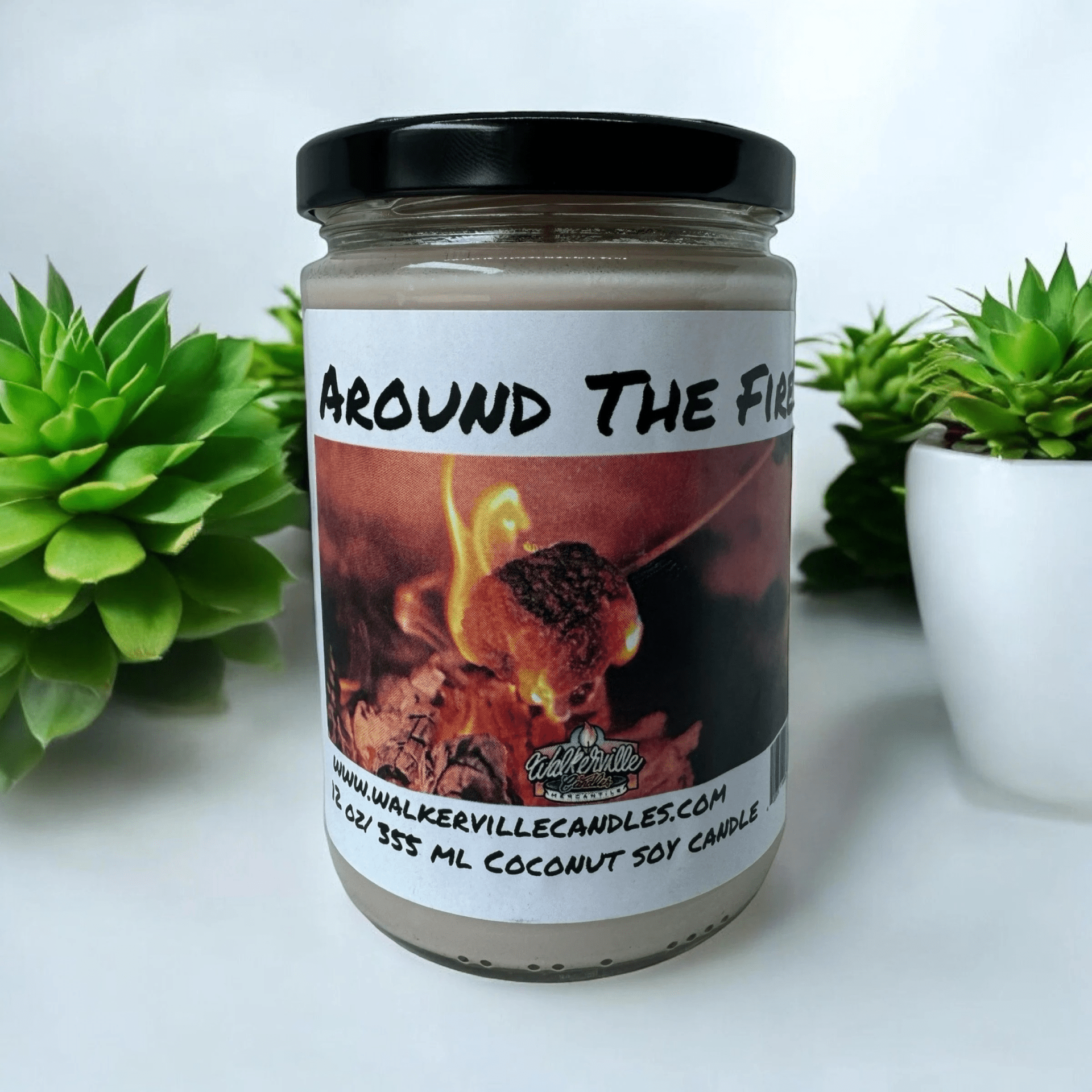 Around The Fire Coconut Soy 12.5 oz/ 375 ml Candle Wood Wick - Walkerville Candles