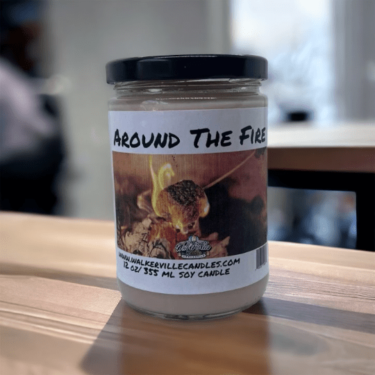Around The Fire Coconut Soy 12.5 oz/ 375 ml Candle Wood Wick - Walkerville Candles