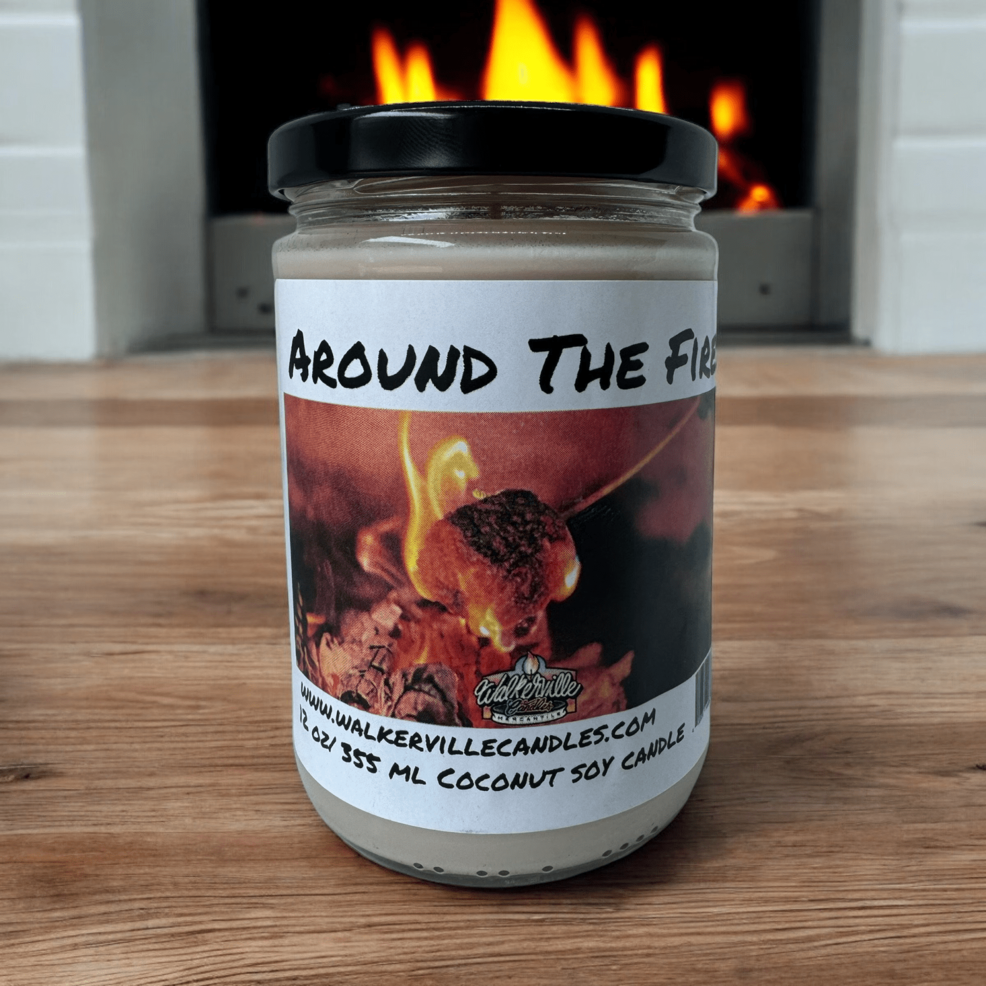 Around The Fire Coconut Soy 12.5 oz/ 375 ml Candle Wood Wick - Walkerville Candles