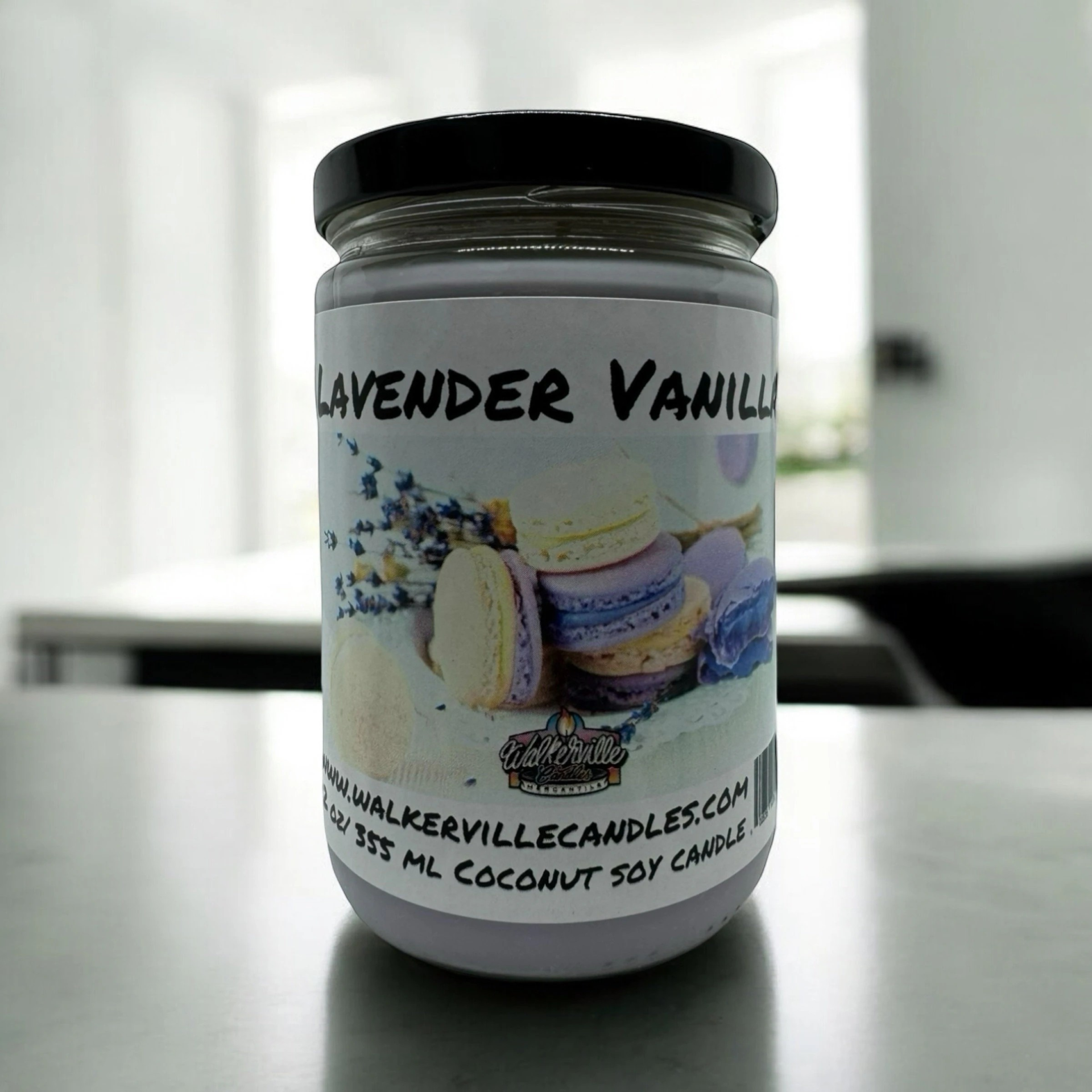 Lavender & Vanilla Vegan Coconut Soy 12 oz/ 355 ml Candle Hand-poured, Eco-friendly, Clean Burning, Floral