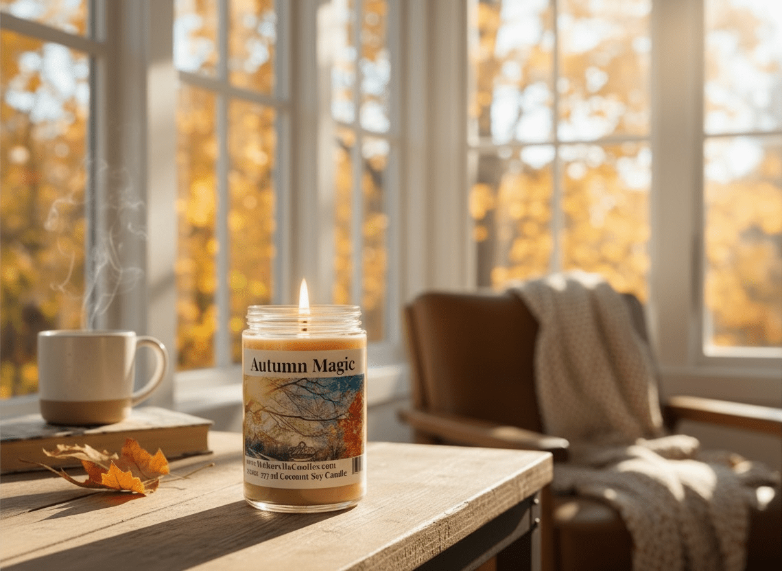 Autumn Magic Coconut Soy 12.5 oz/ 375 ml Candle Wood Wick - Walkerville Candles