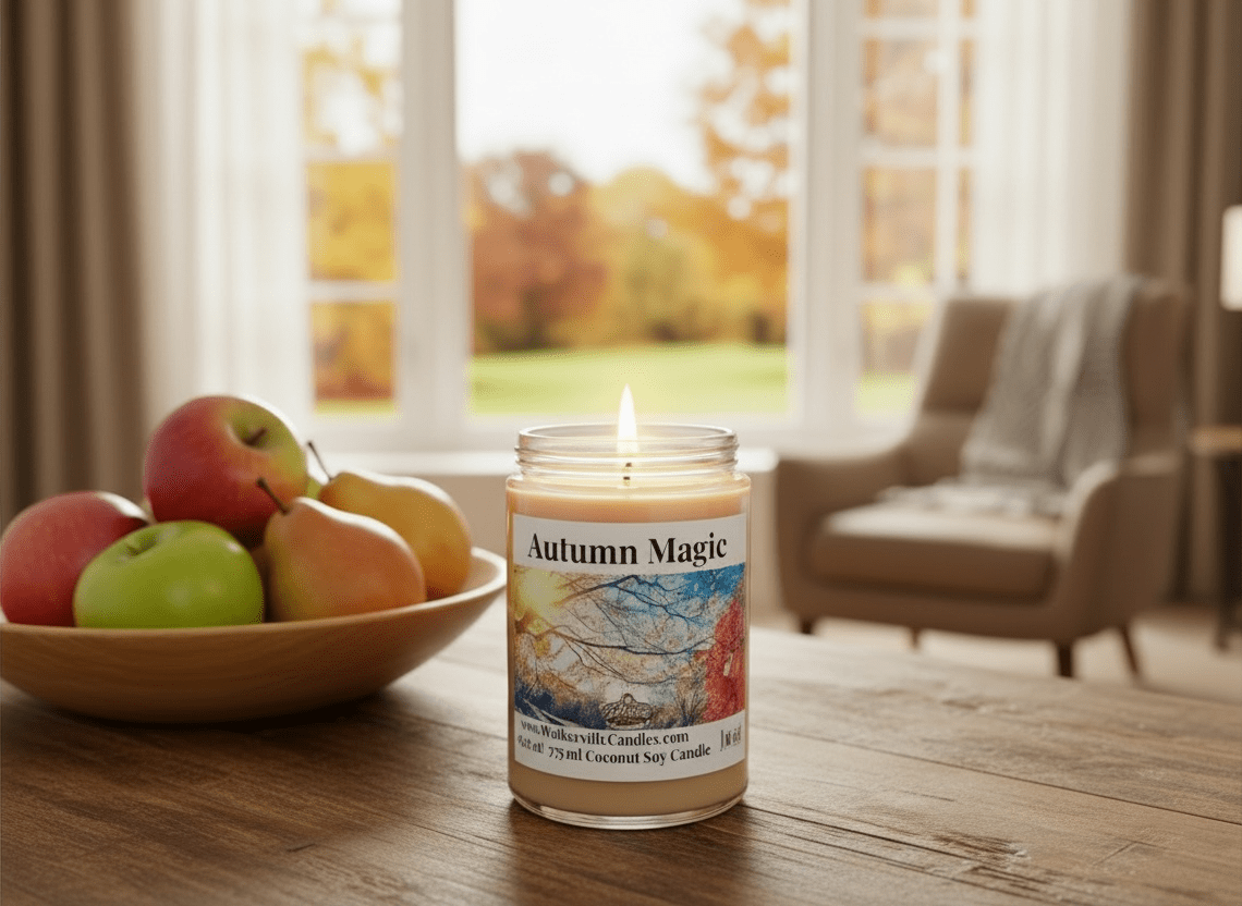 Autumn Magic Coconut Soy 12.5 oz/ 375 ml Candle Wood Wick - Walkerville Candles