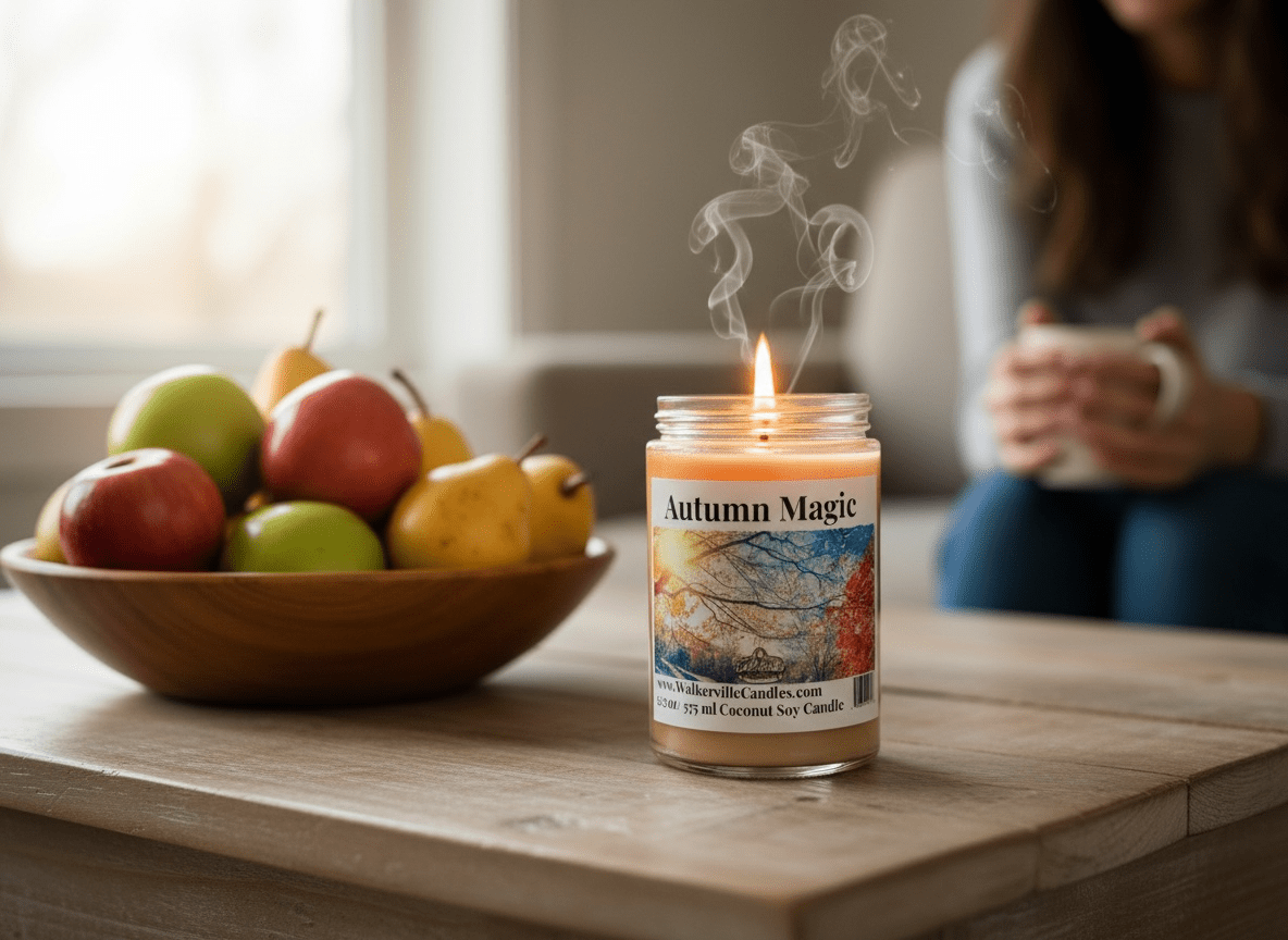 Autumn Magic Coconut Soy 12.5 oz/ 375 ml Candle Wood Wick - Walkerville Candles
