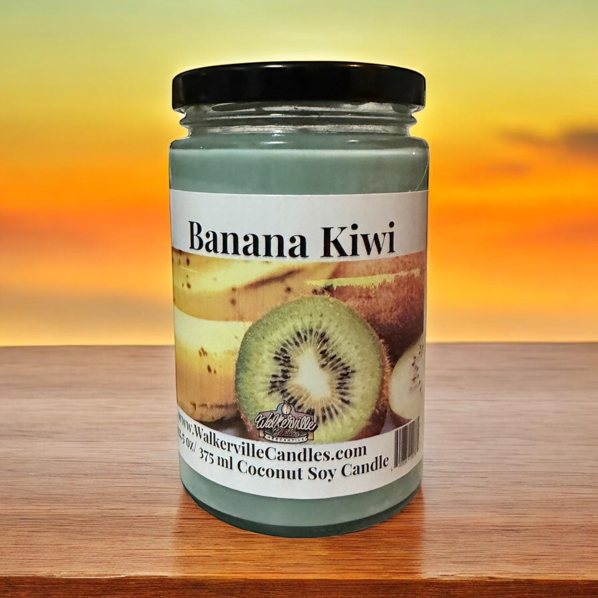 Banana Kiwi Coconut Soy 12.5 oz/ 375 ml Candle Wood Wick - Walkerville Candles