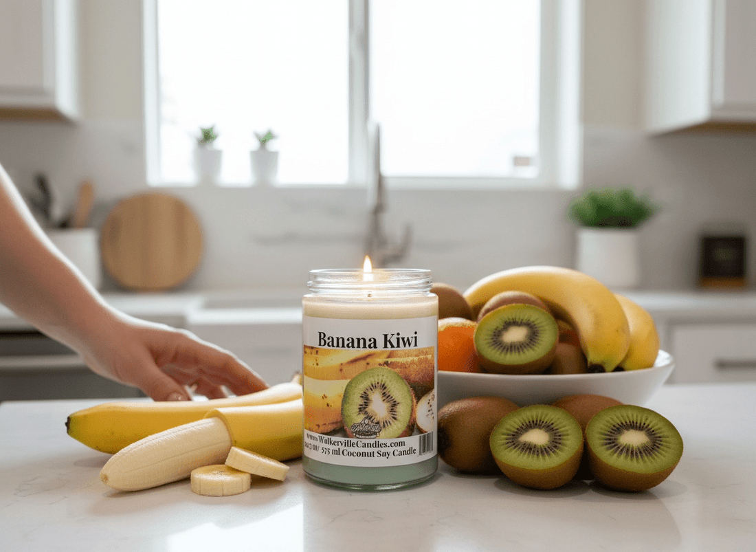 Banana Kiwi Coconut Soy 12.5 oz/ 375 ml Candle Wood Wick - Walkerville Candles