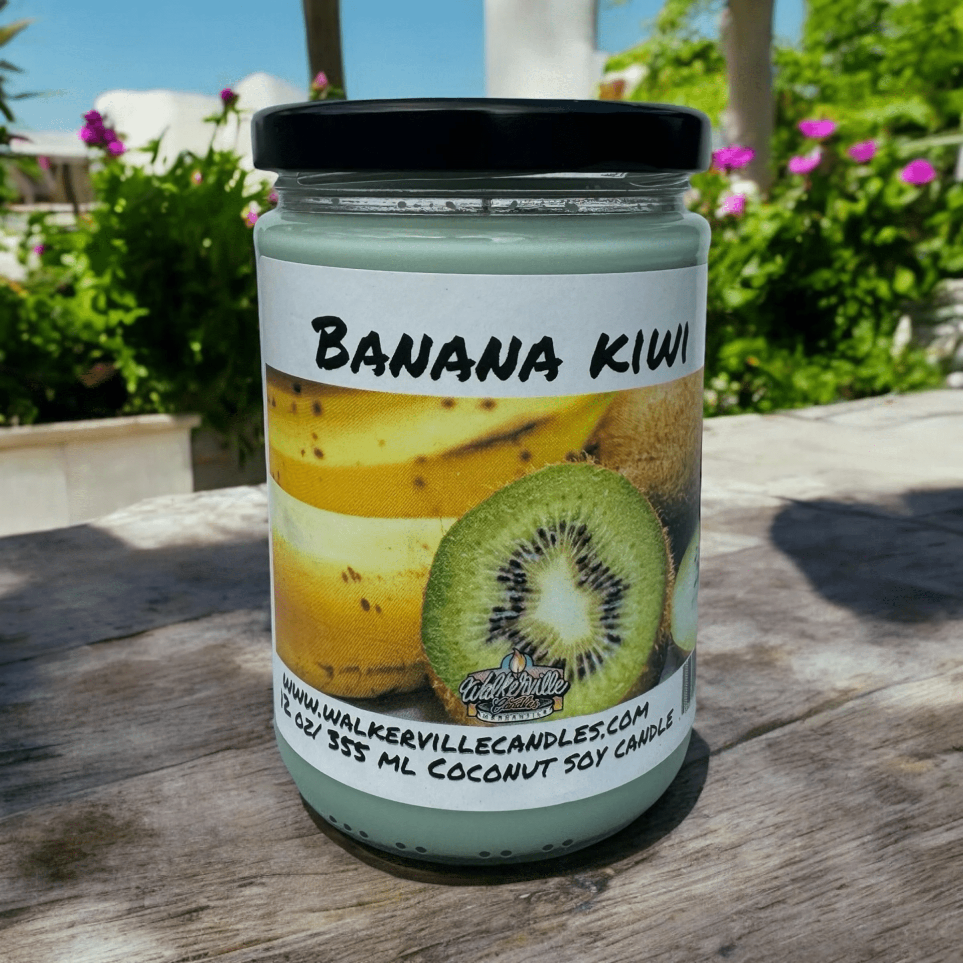 Banana Kiwi Coconut Soy 12.5 oz/ 375 ml Candle Wood Wick - Walkerville Candles