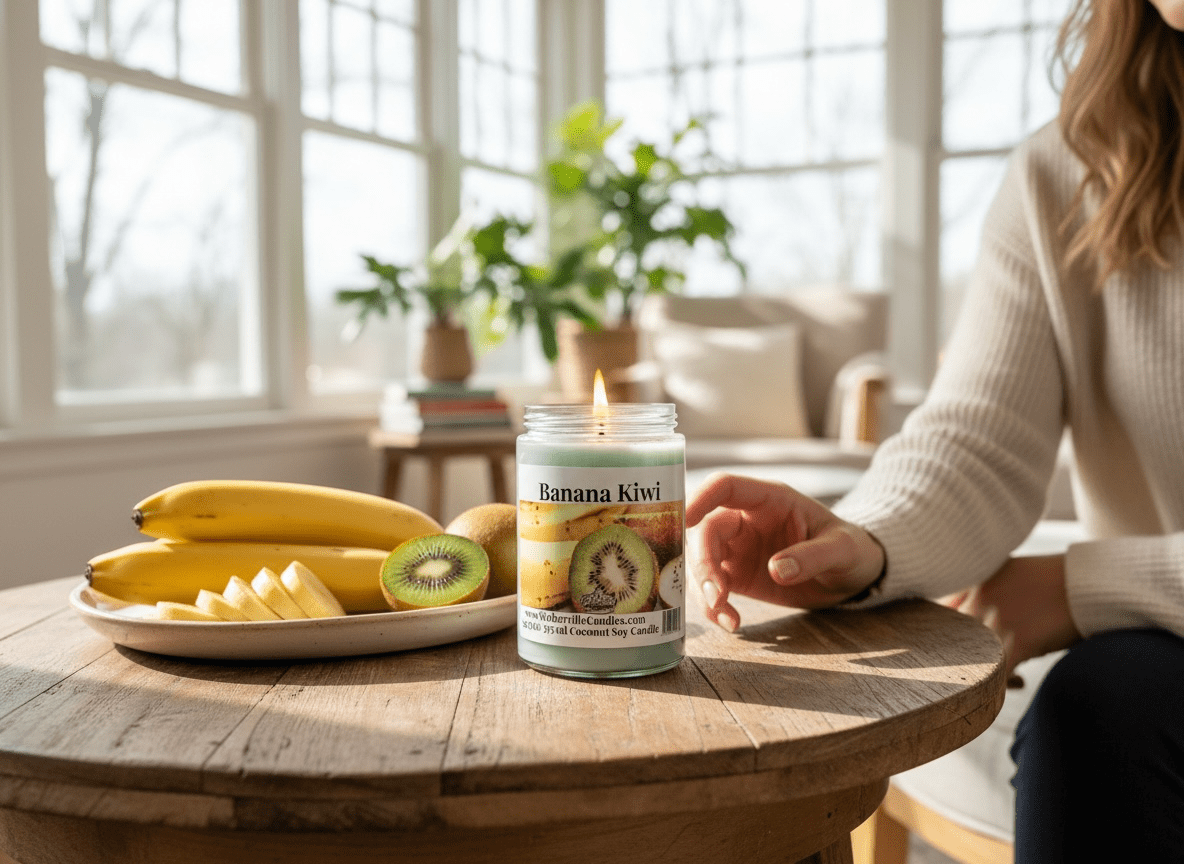 Banana Kiwi Coconut Soy 12.5 oz/ 375 ml Candle Wood Wick - Walkerville Candles