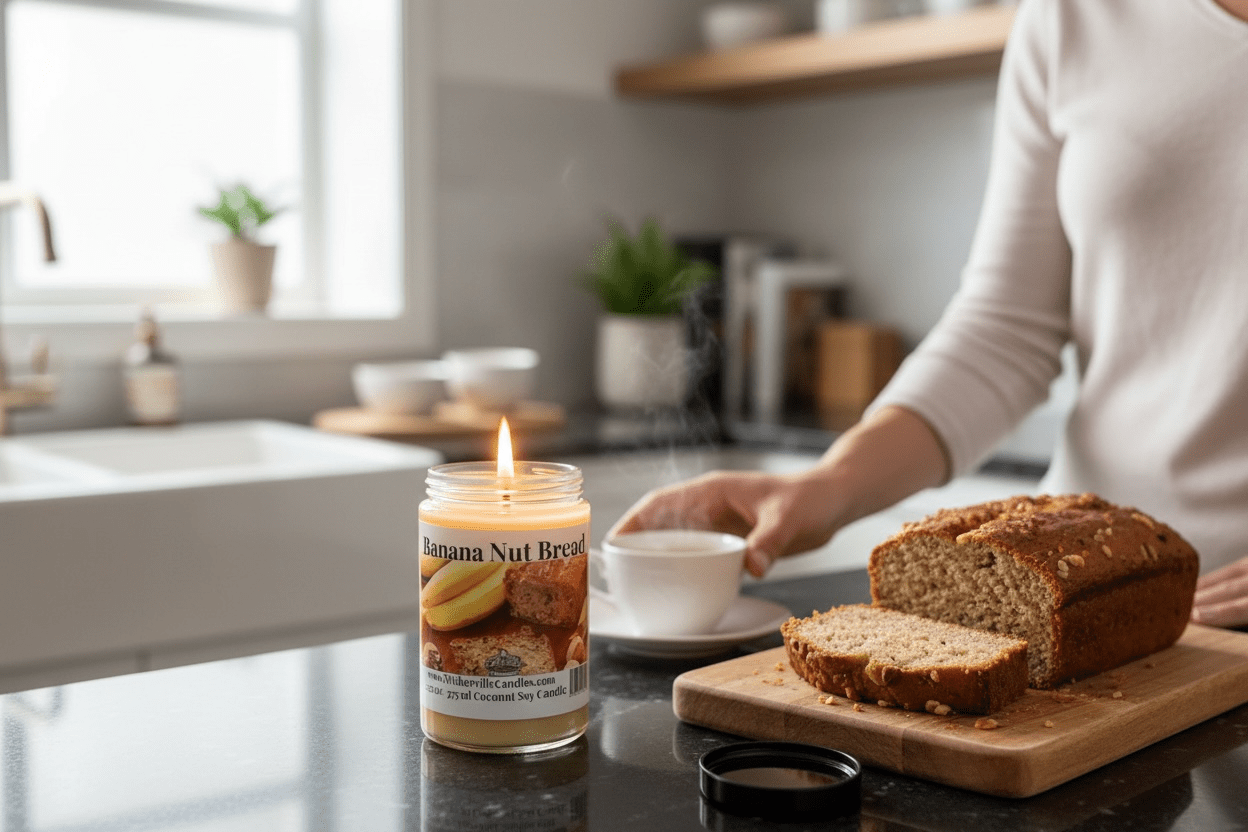 Banana Nut Bread Coconut Soy 12.5 oz/ 375 ml Candle Wood Wick - Walkerville Candles