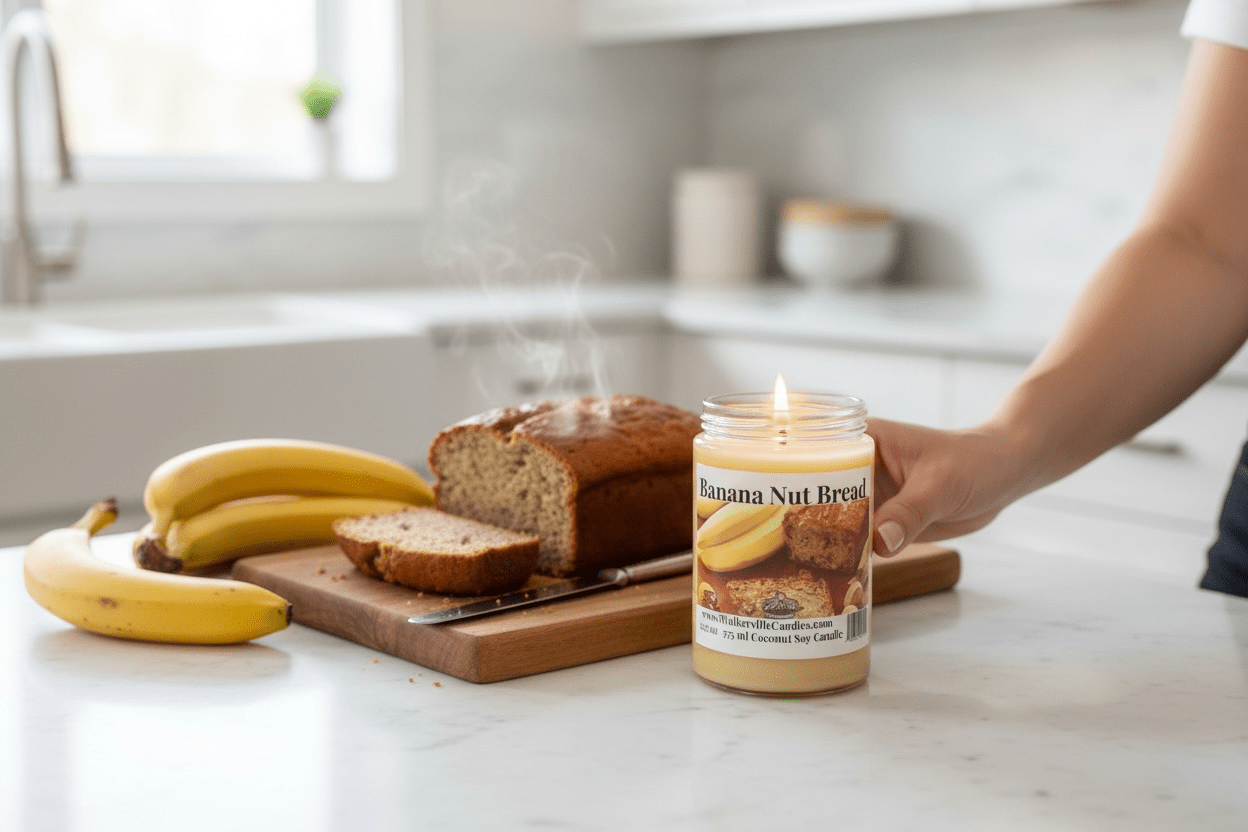 Banana Nut Bread Coconut Soy 12.5 oz/ 375 ml Candle Wood Wick - Walkerville Candles