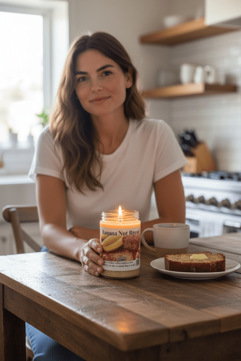 Banana Nut Bread Coconut Soy 12.5 oz/ 375 ml Candle Wood Wick - Walkerville Candles