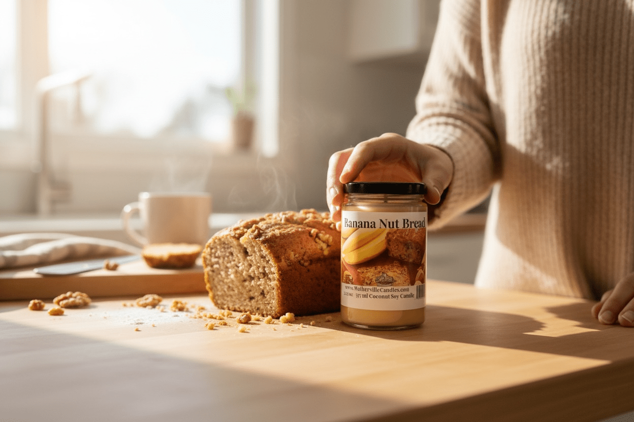 Banana Nut Bread Coconut Soy 12.5 oz/ 375 ml Candle Wood Wick - Walkerville Candles