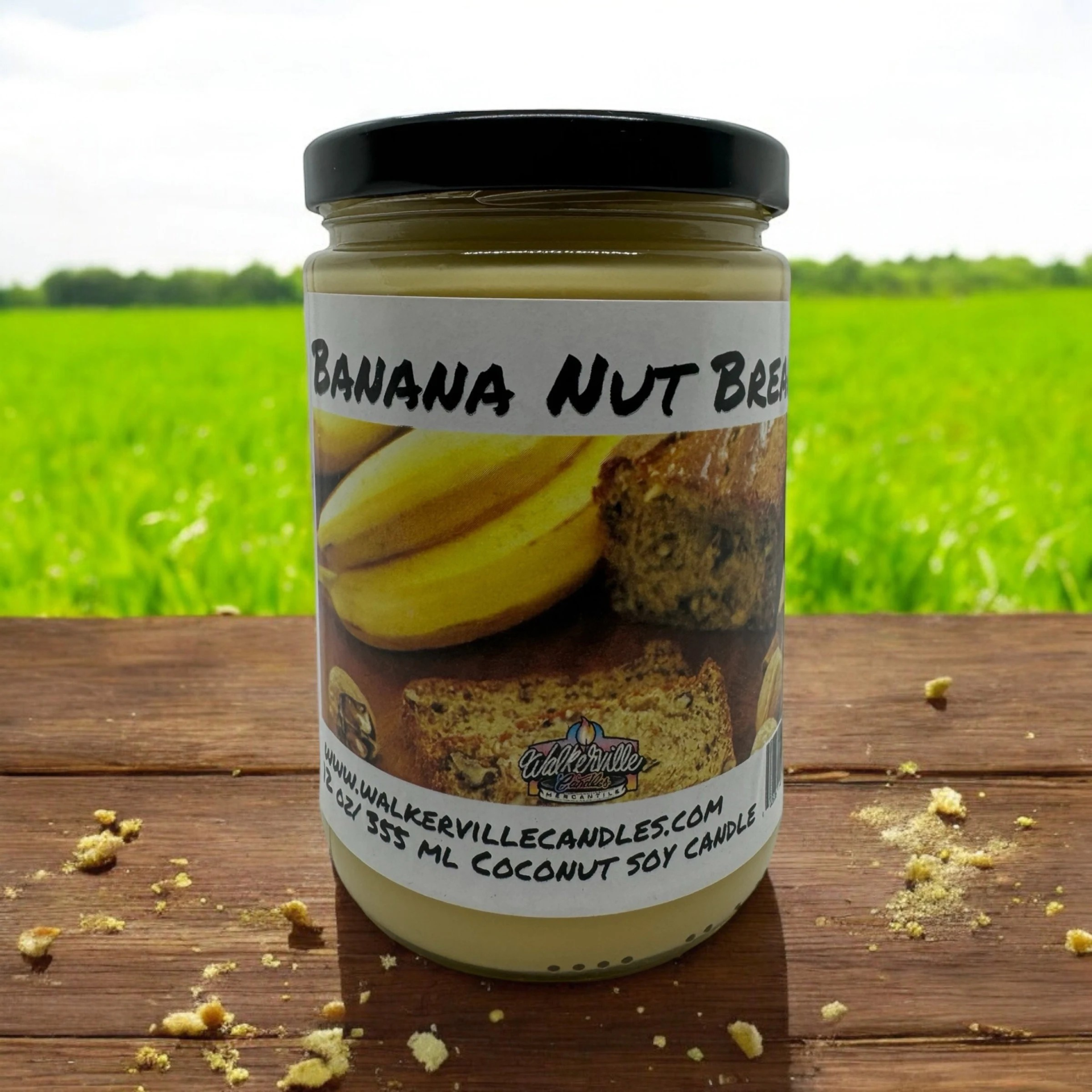 Banana Nut Bread Vegan Coconut Soy 12 oz/ 355 ml Candle Hand-poured, Eco-friendly, Clean Burning, Bakery, Food, Drink