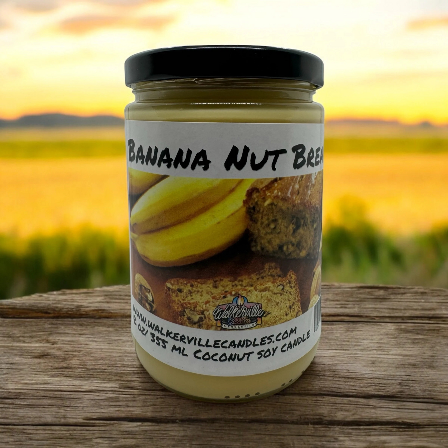 Banana Nut Bread 100% Coconut Soy Eco-friendly 12 oz Candle Wood Wick