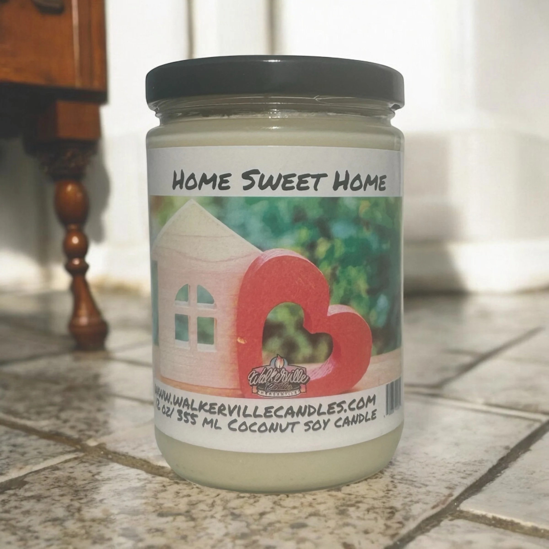 Home Sweet Home Vegan Coconut Soy 12 oz/ 355 ml Candle Hand-poured, Eco-friendly, Clean Burning, Woodsy/ Clean Wood Wick
