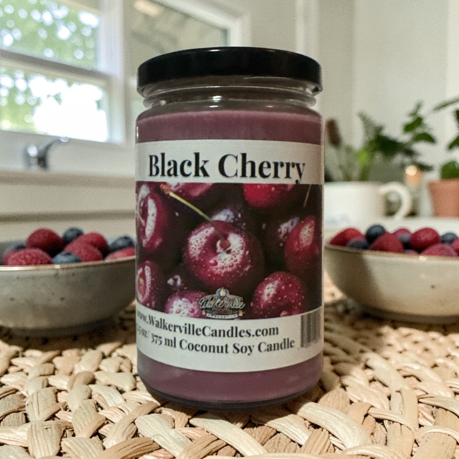 Black Cherry 12.5 oz 375 ml Coconut Soy Candle Wood Wick - Walkerville Candles
