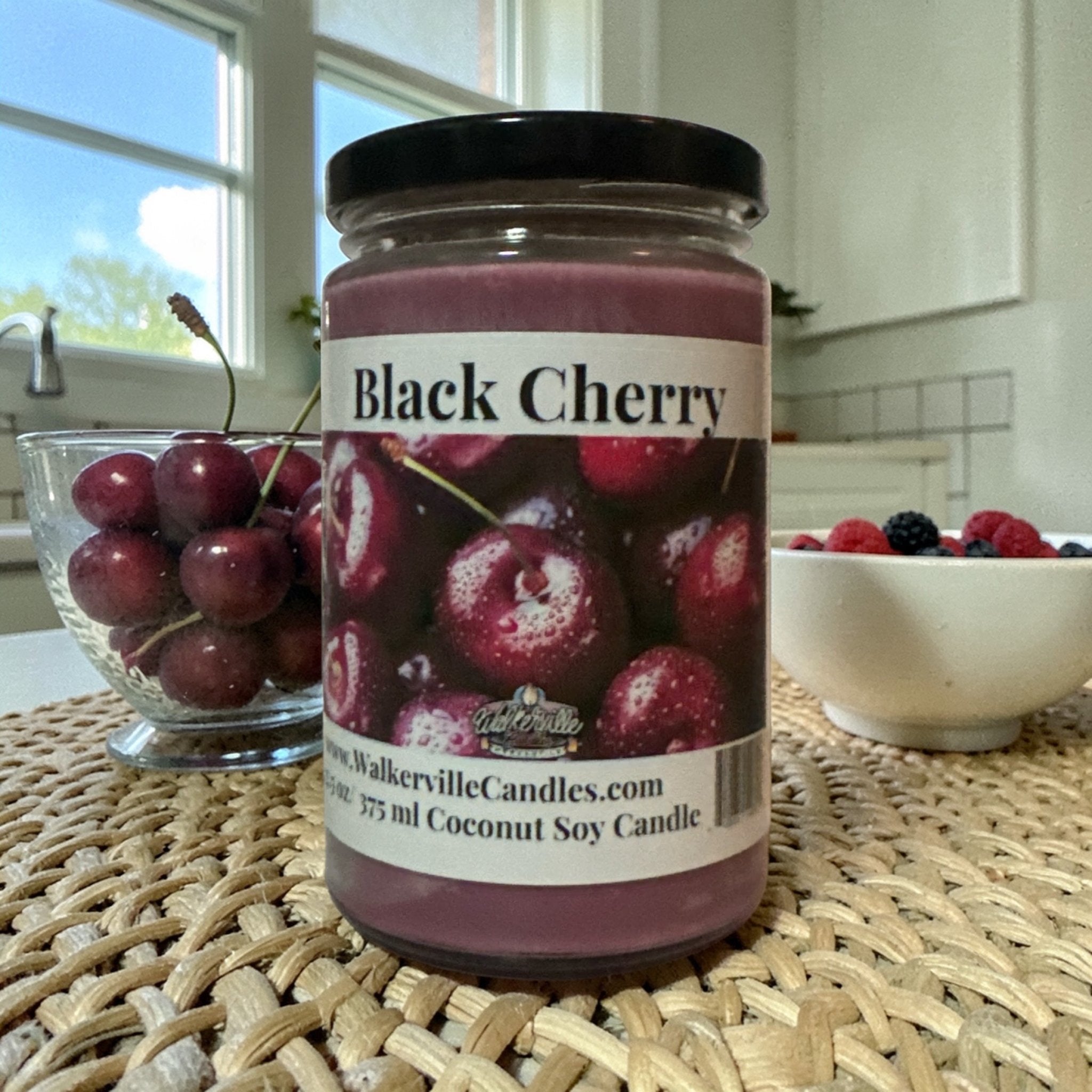 Black Cherry 12.5 oz 375 ml Coconut Soy Candle Wood Wick - Walkerville Candles