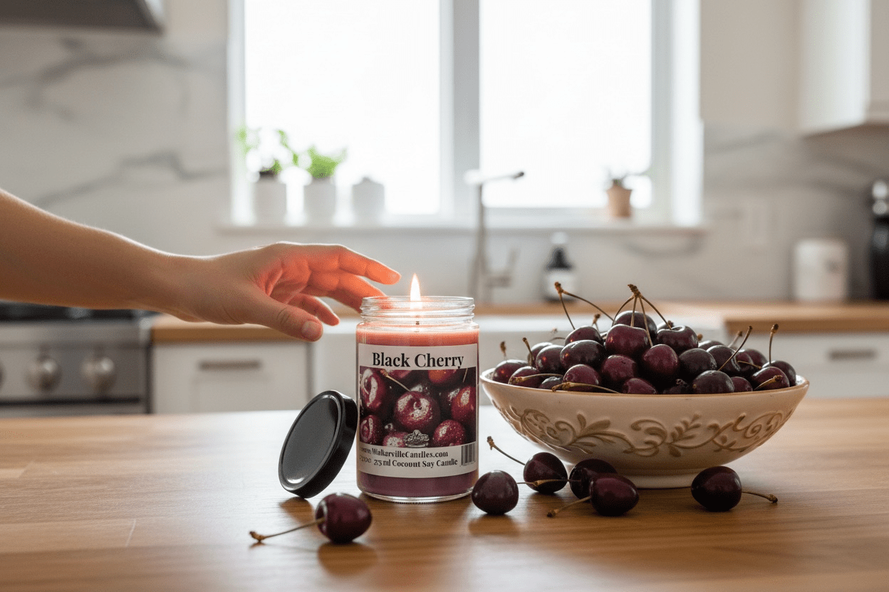 Black Cherry 12.5 oz 375 ml Coconut Soy Candle Wood Wick - Walkerville Candles