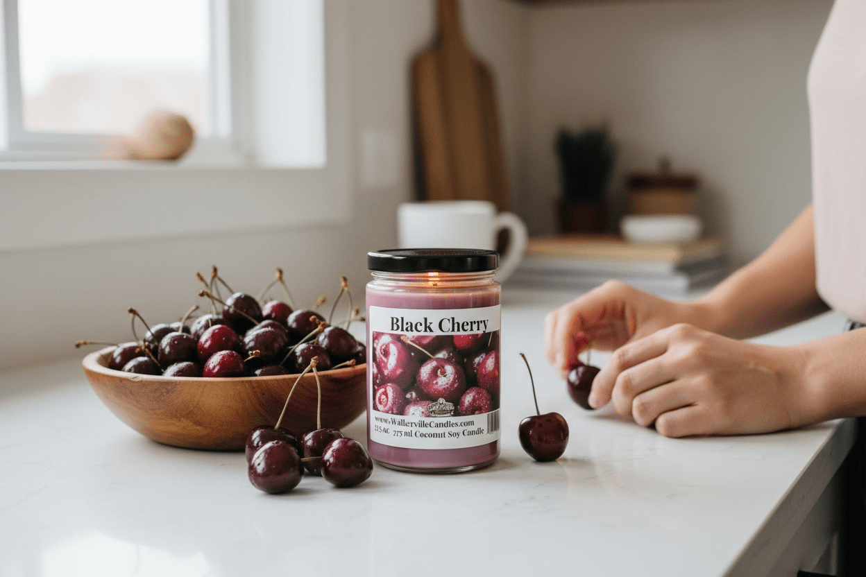 Black Cherry 12.5 oz 375 ml Coconut Soy Candle Wood Wick - Walkerville Candles