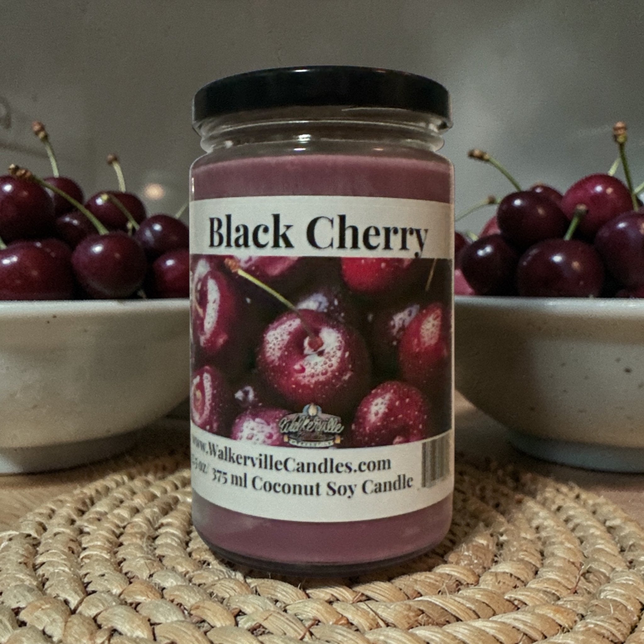 Black Cherry 12.5 oz 375 ml Coconut Soy Candle Wood Wick - Walkerville Candles
