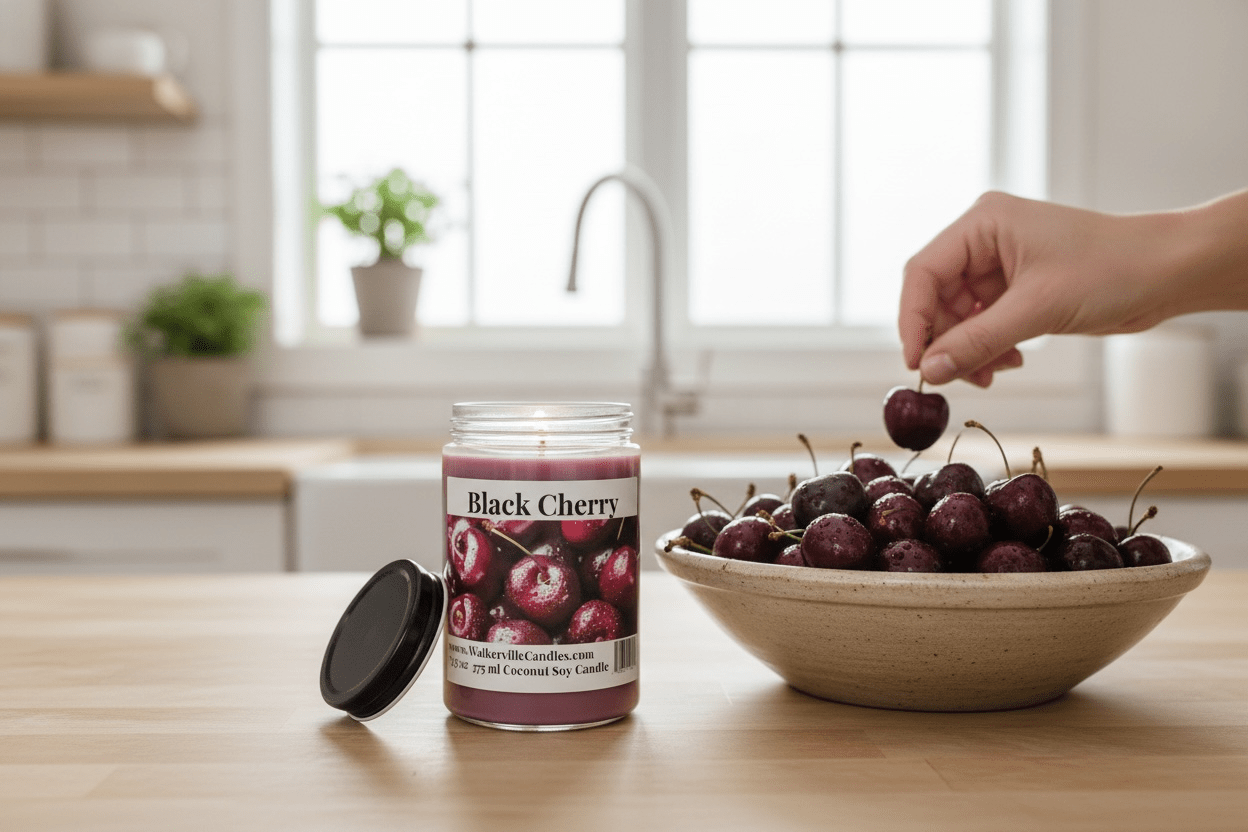 Black Cherry 12.5 oz 375 ml Coconut Soy Candle Wood Wick - Walkerville Candles