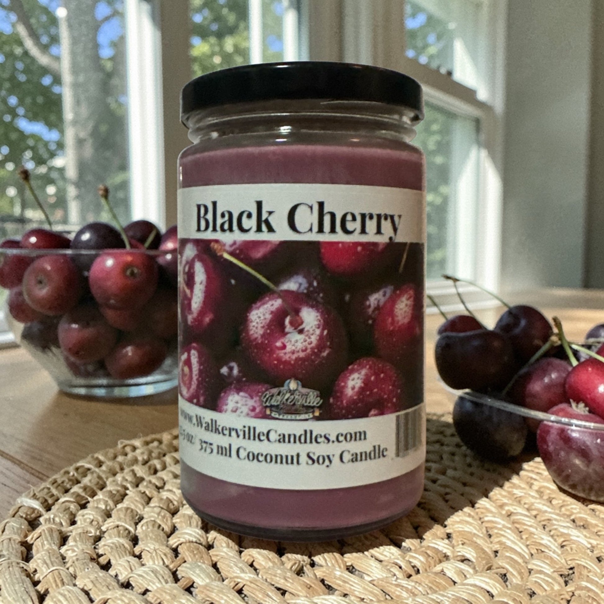 Black Cherry 12.5 oz 375 ml Coconut Soy Candle Wood Wick - Walkerville Candles
